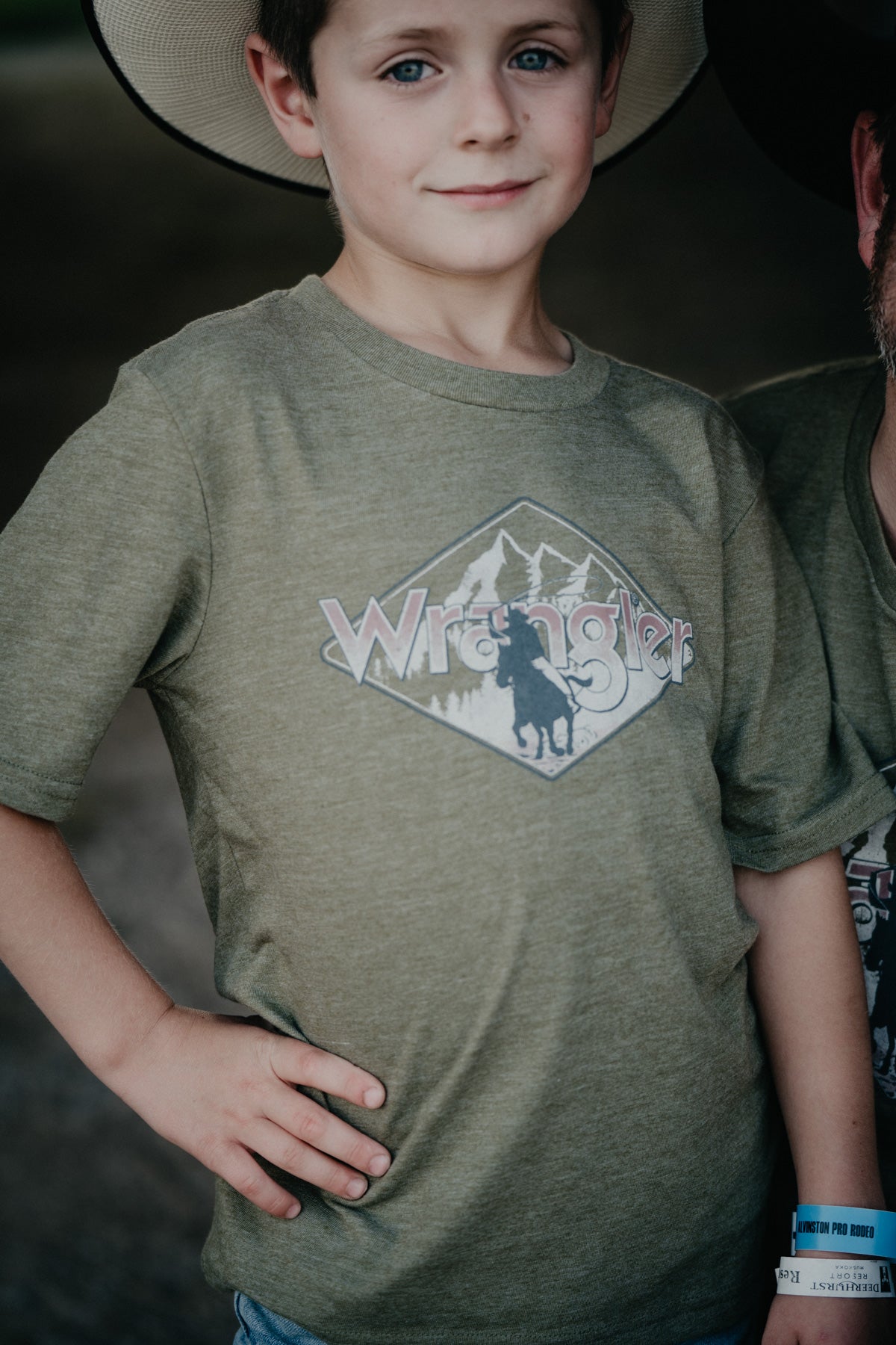 Boy's Olive Diamond Logo Wrangler T-shirt
