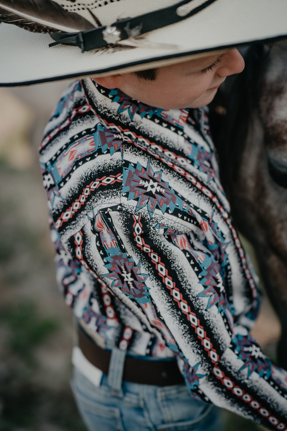 Boy's Wrangler 'Checotah' Retro Print Long Sleeve Pearl Snap Western Shirt (0/2 to 10/12)