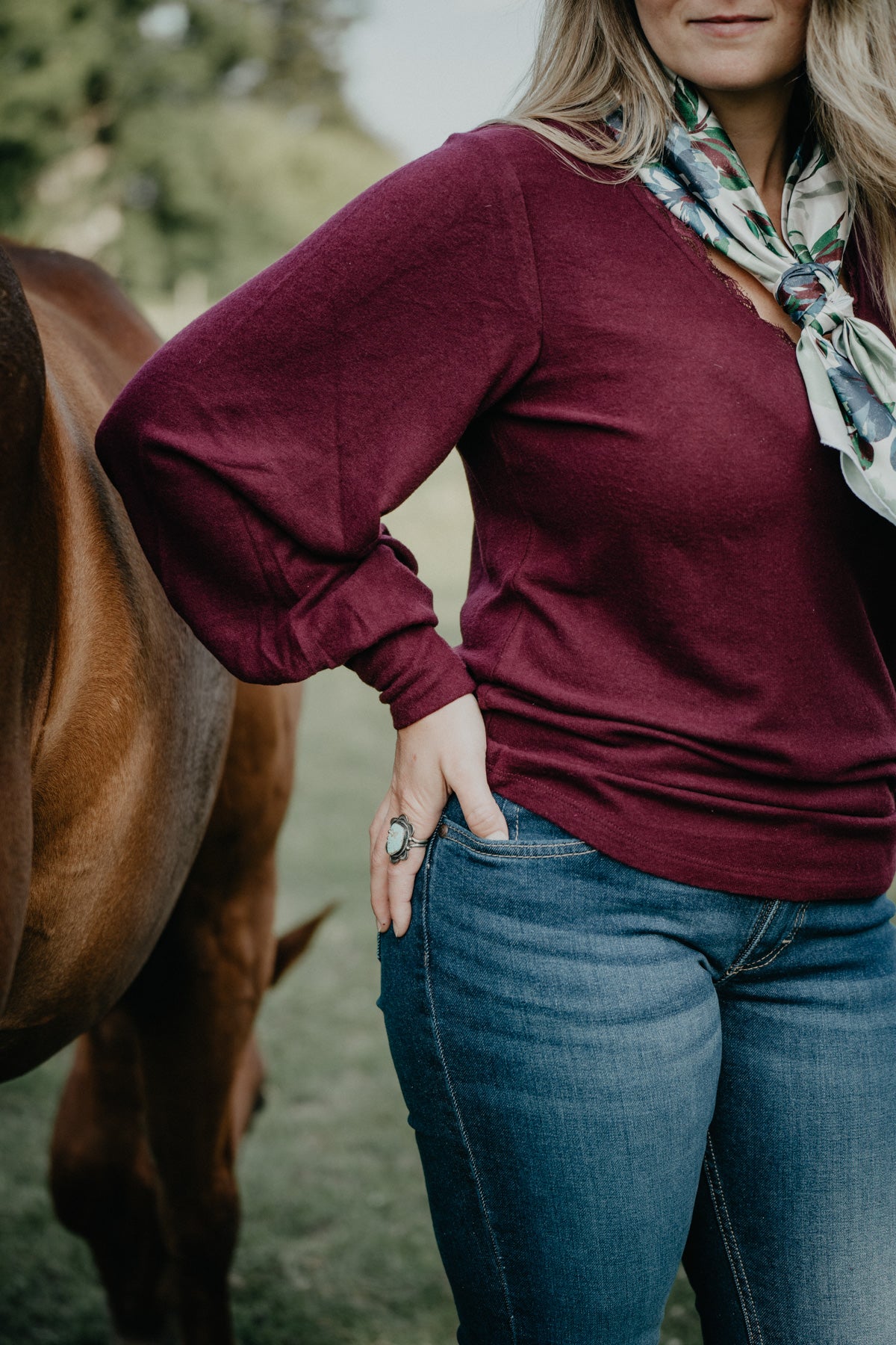 'Westyn' Women's Wine Long Sleeve Sweater (S - XXL)