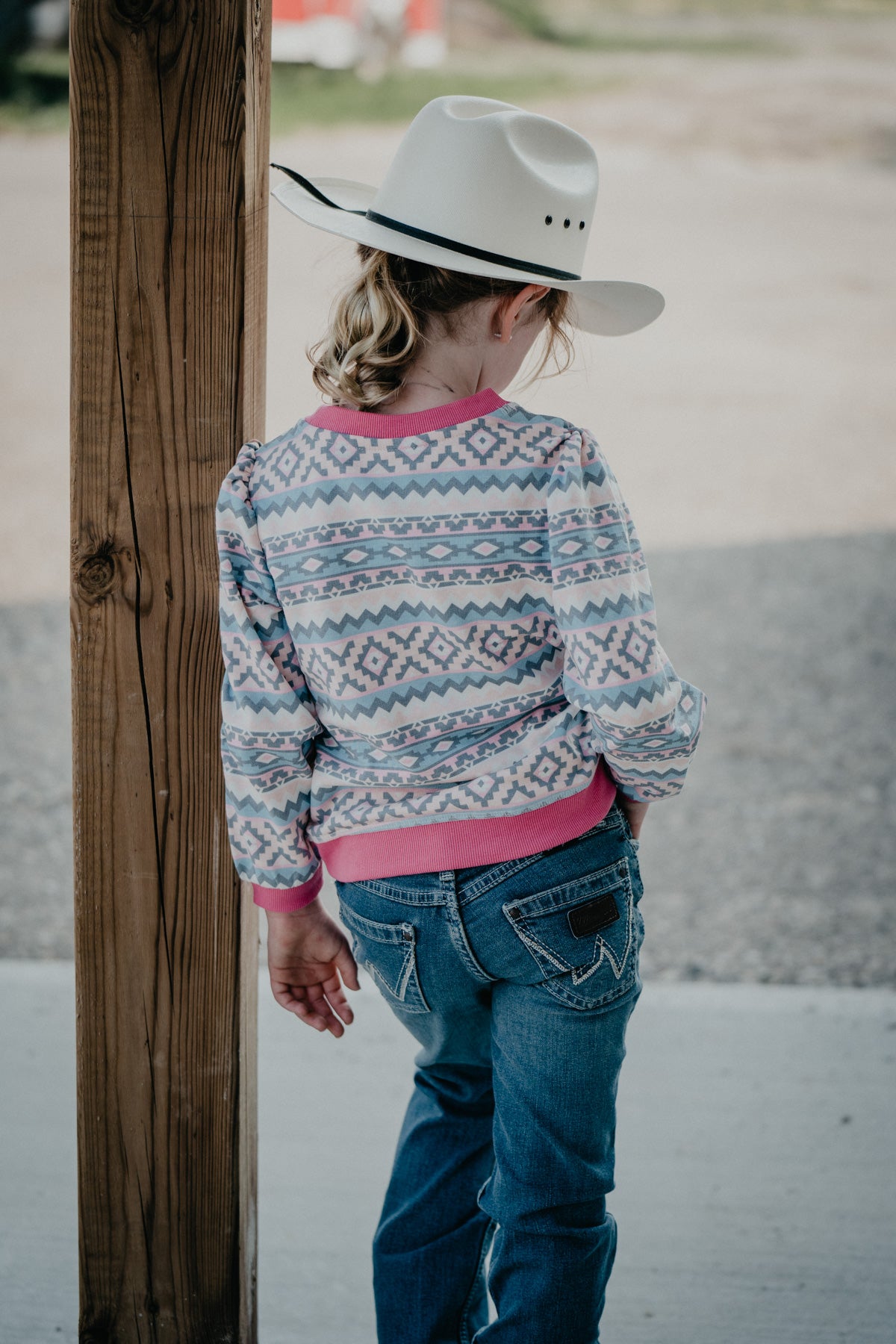 Girls Pink Aztec Wrangler Long Sleeve Shirt (3-4T to 10/12)