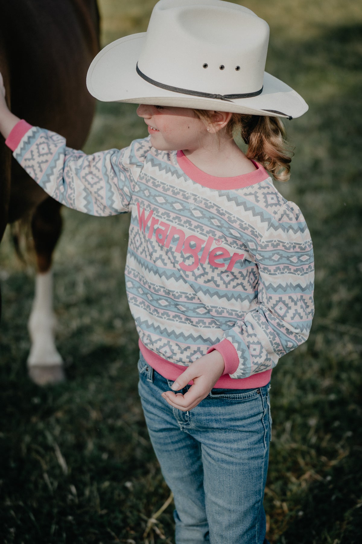 Girls Pink Aztec Wrangler Long Sleeve Shirt (3-4T to 10/12)