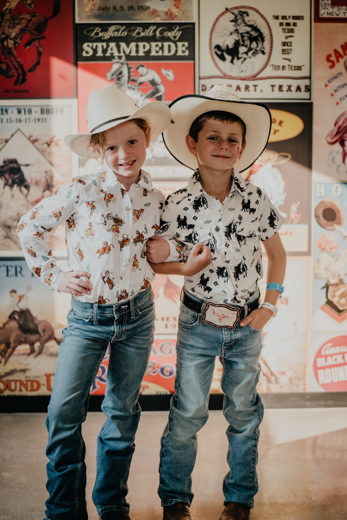 B&W Western Print Boys Pearl Snap Short Sleeve Shirt (3-6M to 5T)