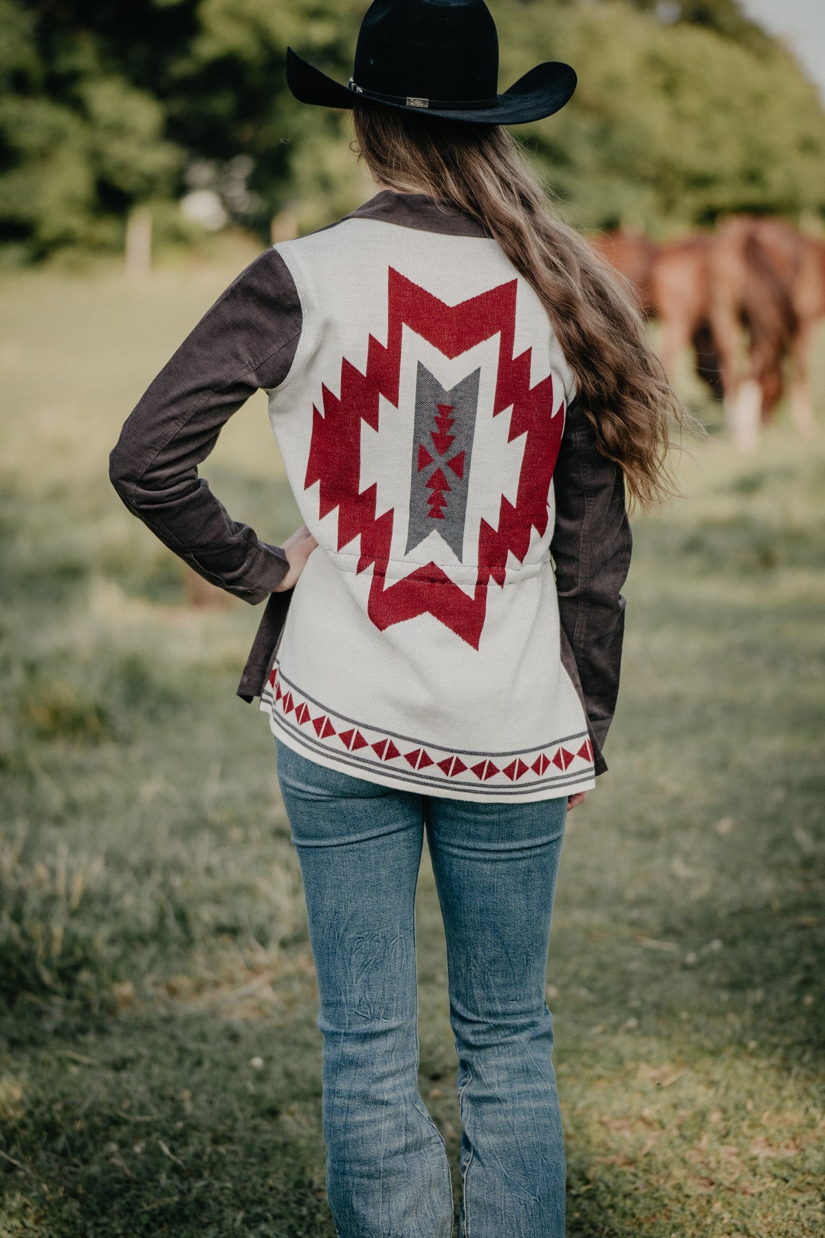 'Denton' Corduroy and Aztec Knit Light Weight Utility Jacket (XS - XXL)