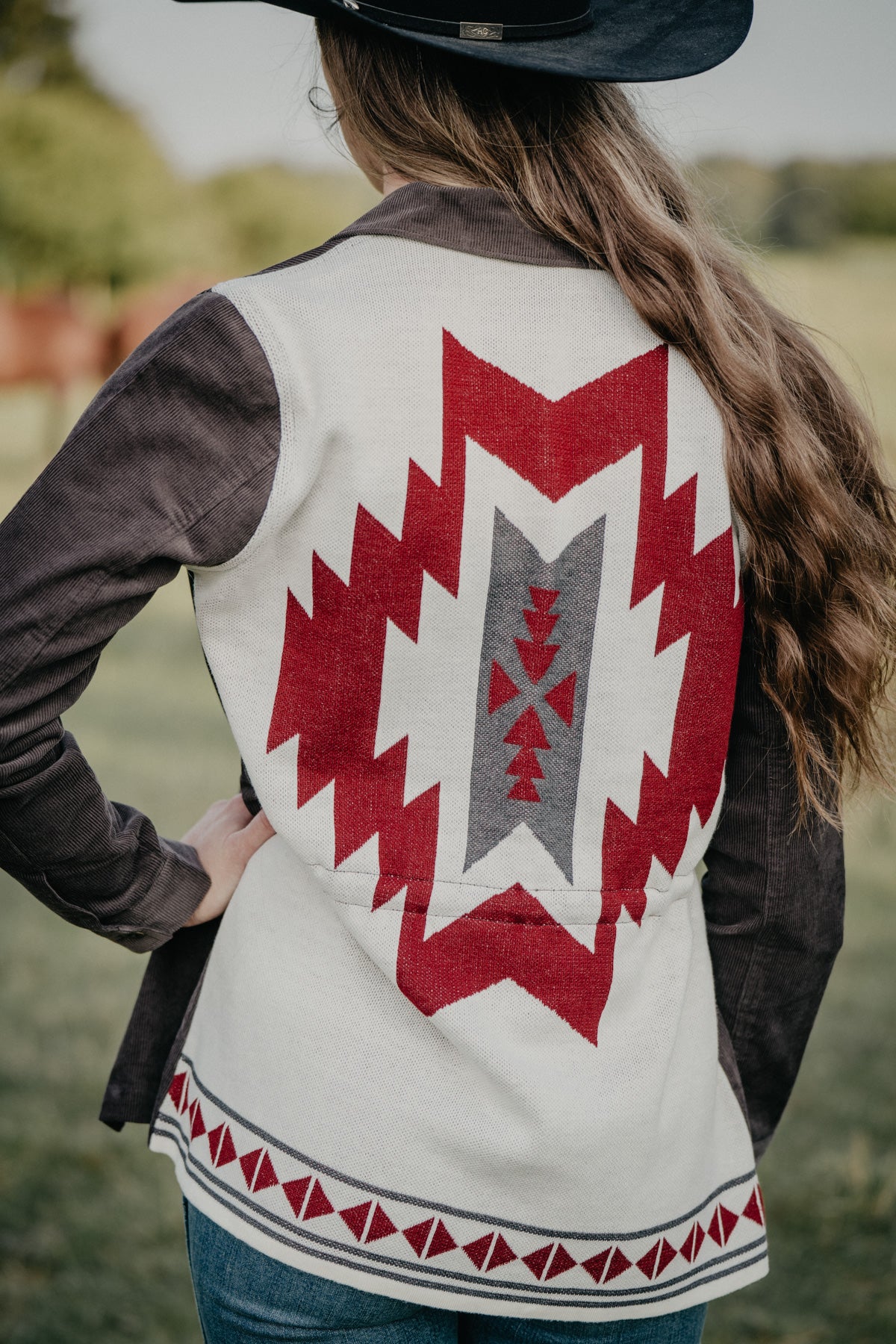 'Denton' Corduroy and Aztec Knit Light Weight Utility Jacket (XS - XXL)