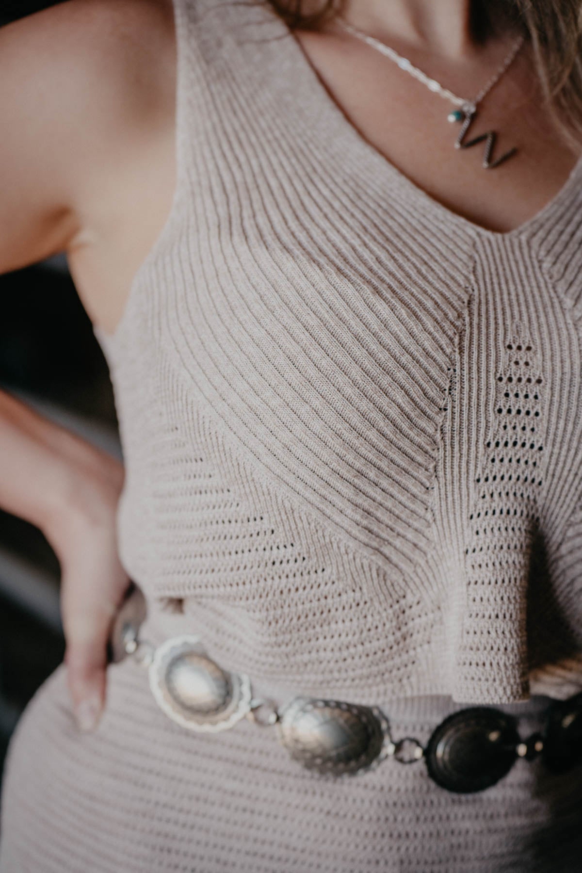 'Santorini' Oatmeal Sweater Tank (L, XL ONLY)