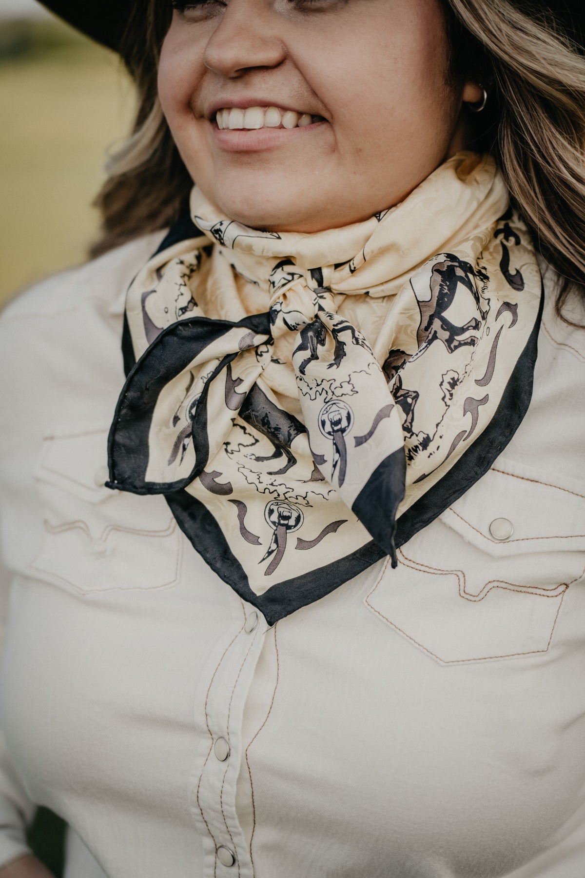 Mustang Ivory Tan 34.5" Silk Wild Rag