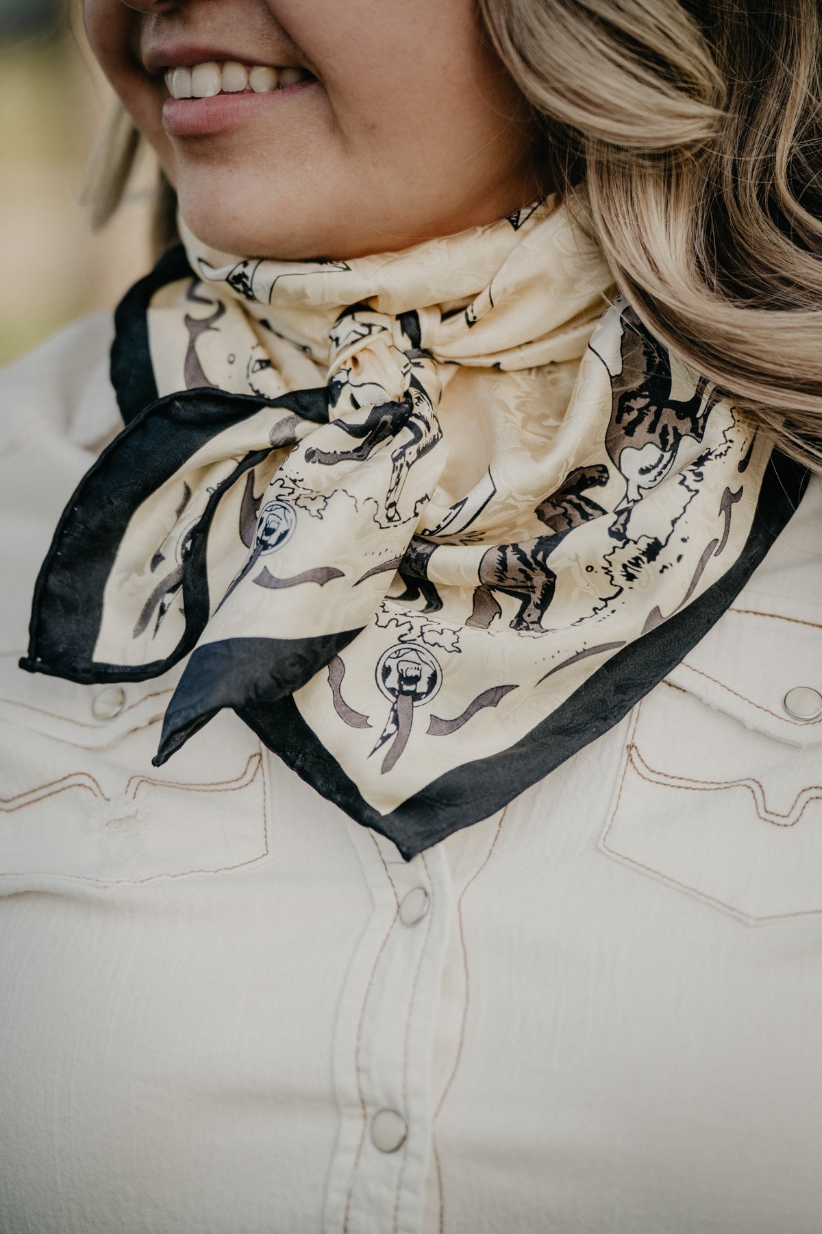 Mustang Ivory Tan 34.5" Silk Wild Rag