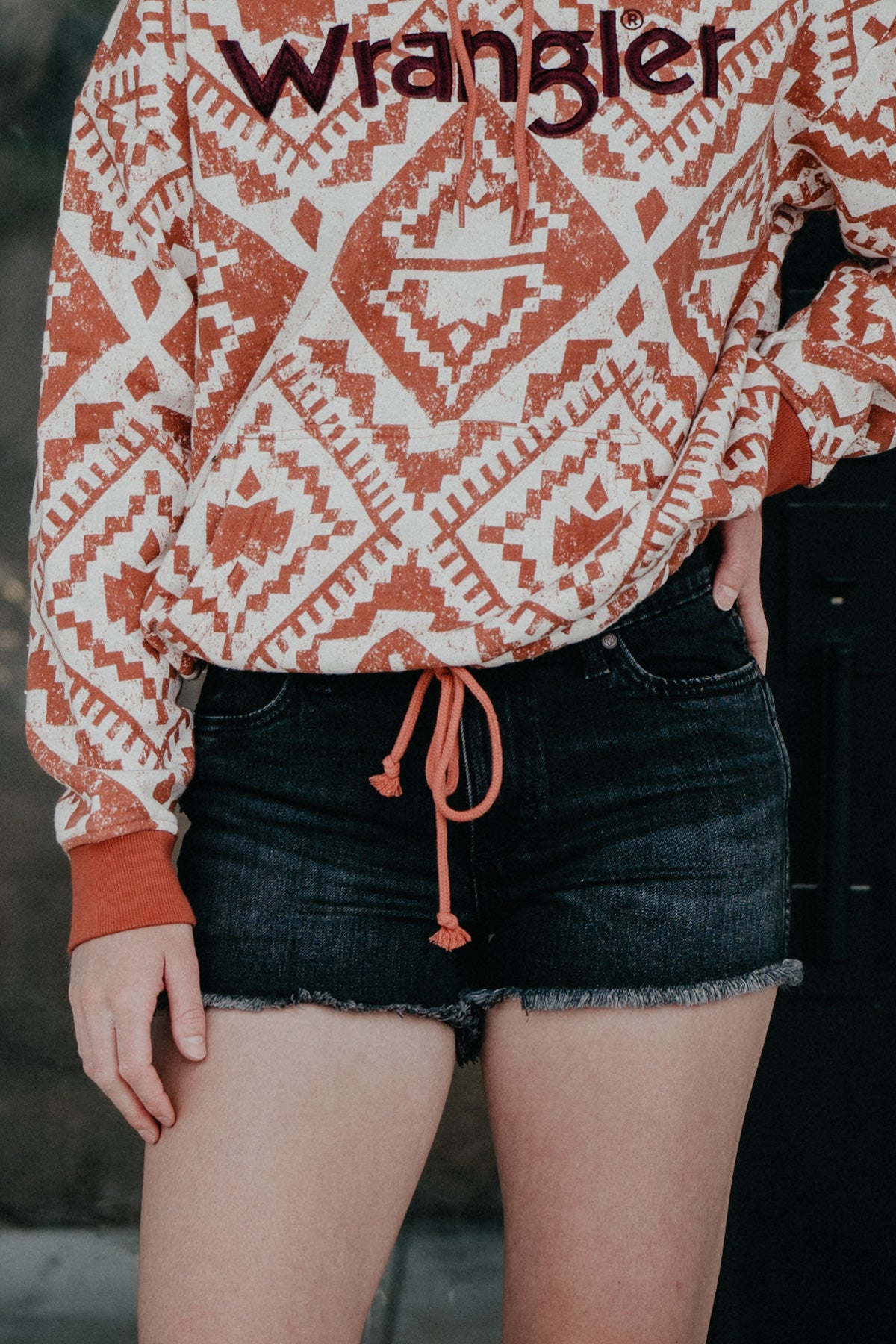 'Dana' Wrangler Retro High Rise Cut-off Black Shorts (Sizes 25, 26, 31 Only)