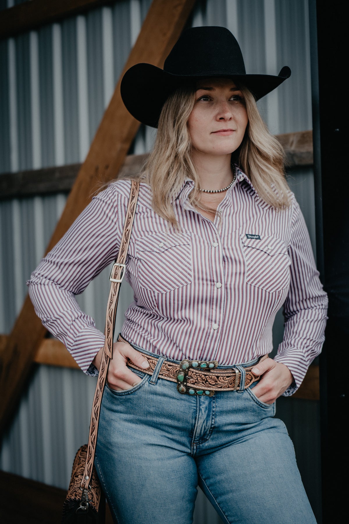 'Darby' Wrangler Women's Striped Button Up Long Sleeve Shirt (S-XXL)