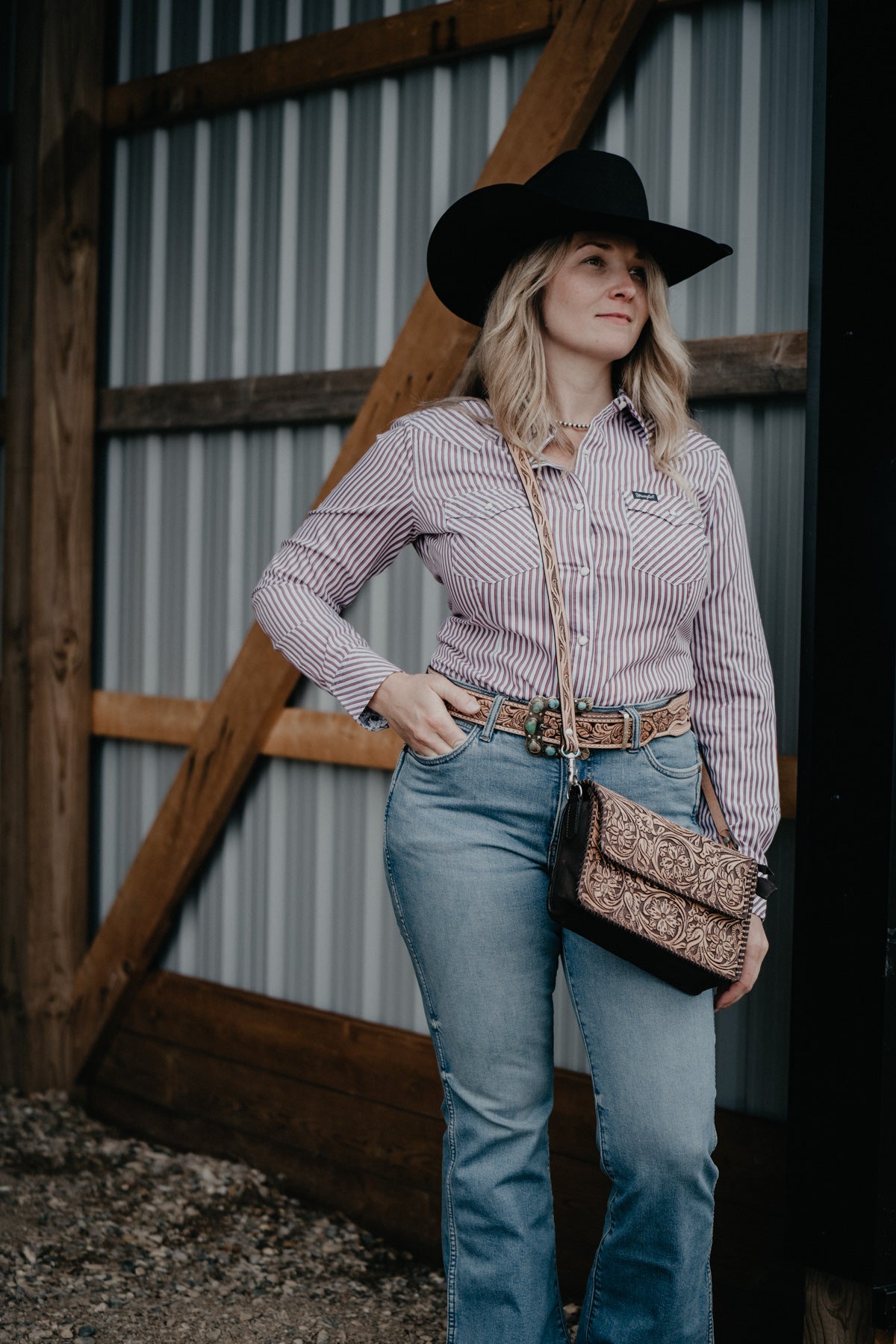 'Gladys' Full Floral Leather Carved Crossbody Bag