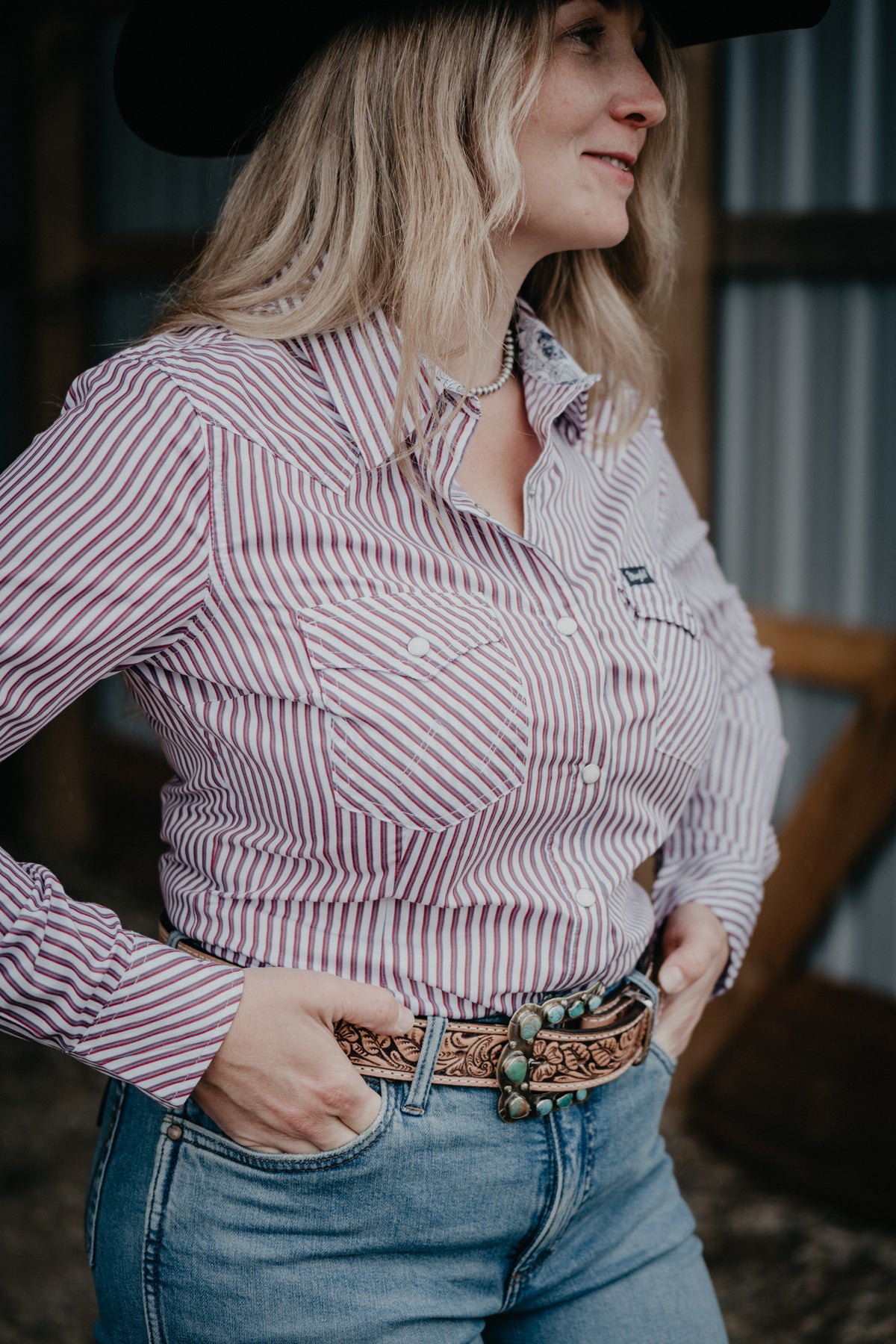 'Darby' Wrangler Women's Striped Button Up Long Sleeve Shirt (S-XXL)