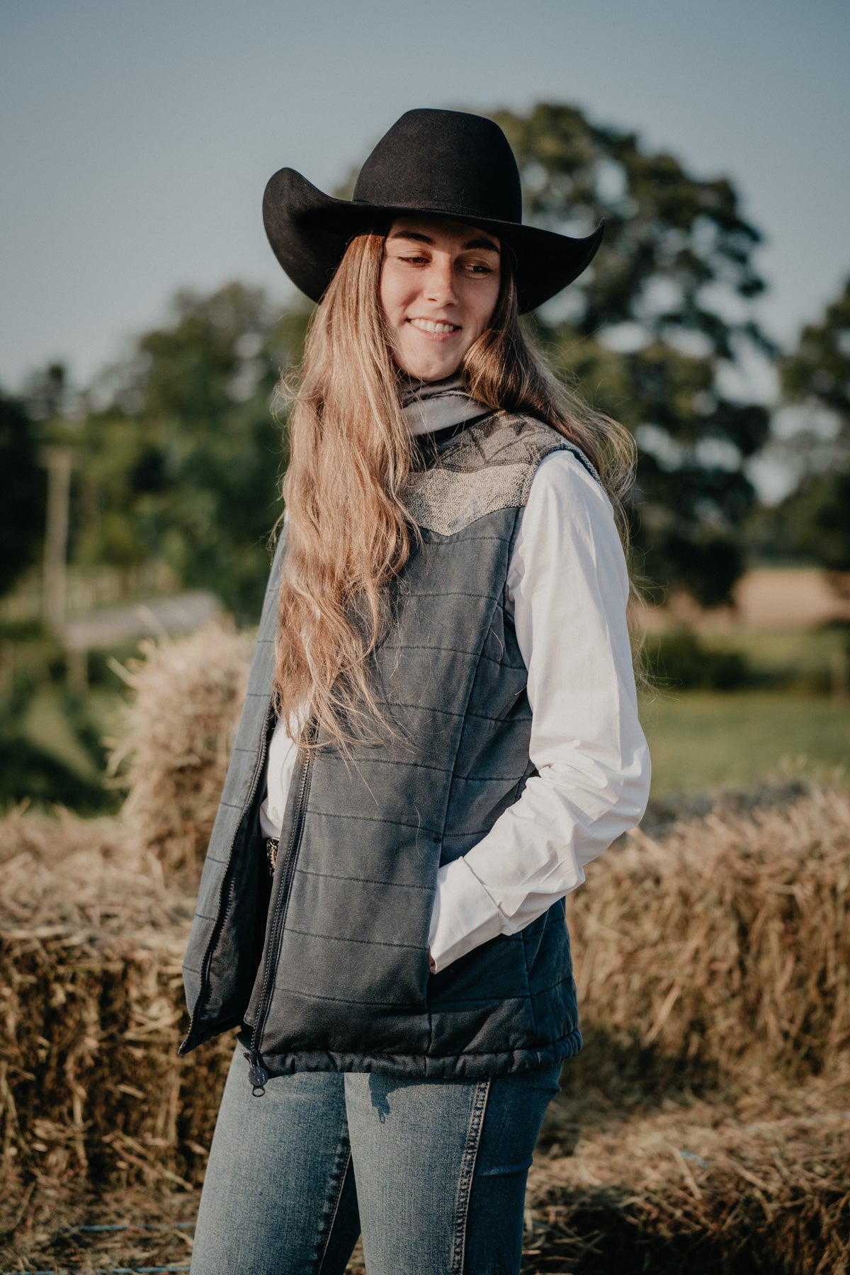 ‘Rayna’ Navy Vest with Aztec Accents by Outback Trading Co (S - XXL)