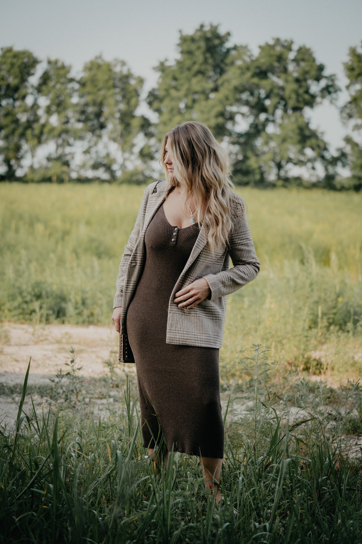 'Connie' Brown Knit Dress by Tasha Polizzi (S - XL)
