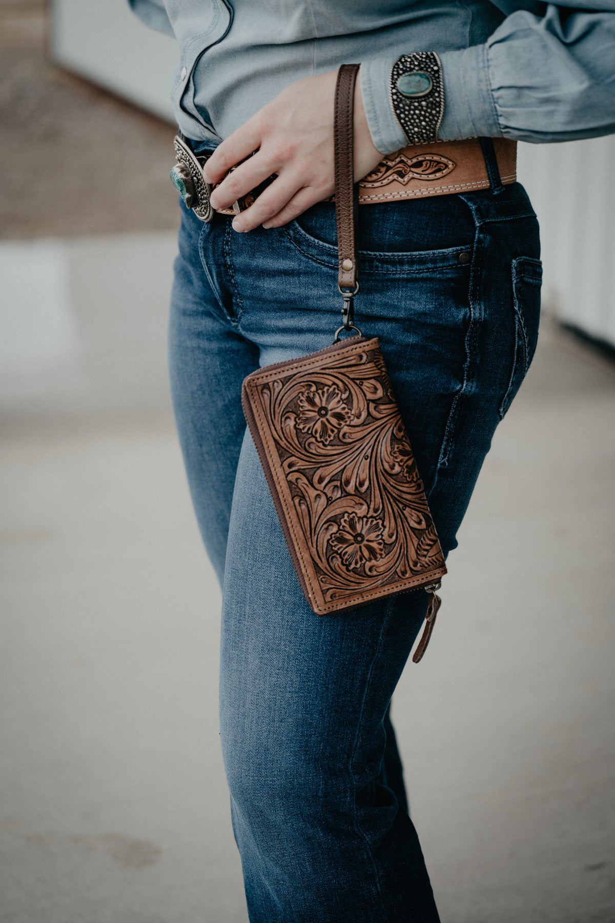 Jensen Leather Tooled Wallet 2 Colours Cold Cactus Inc