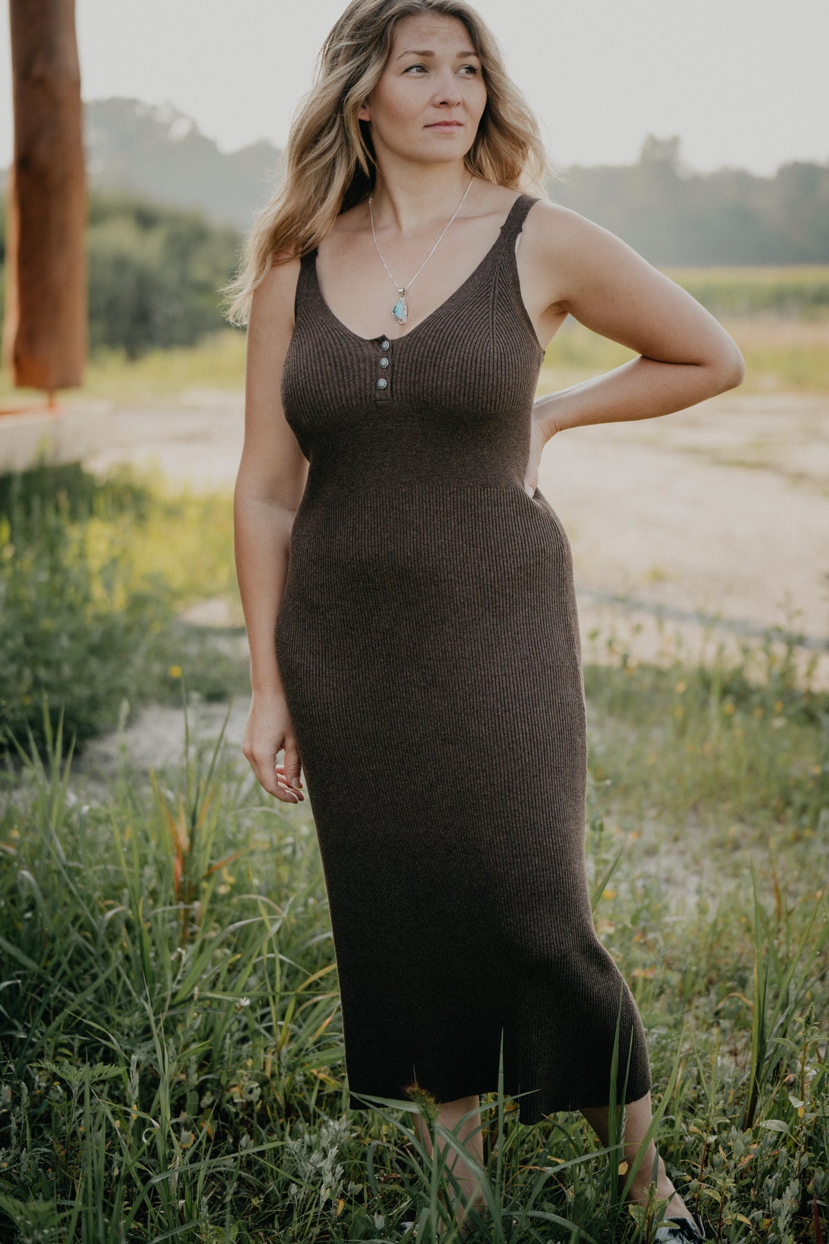 'Connie' Brown Knit Dress by Tasha Polizzi (S - XL)