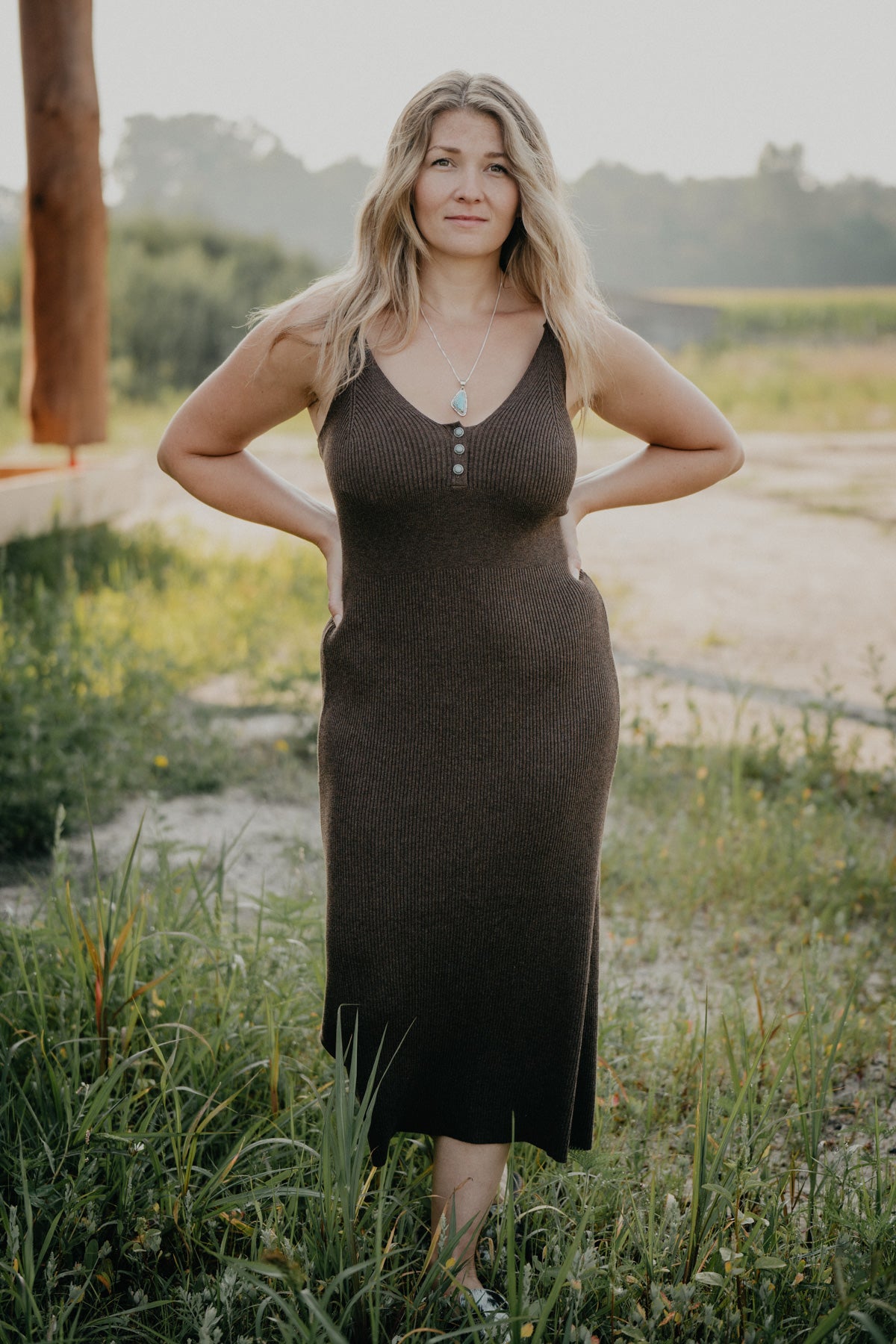 'Connie' Brown Knit Dress by Tasha Polizzi (S - XL)