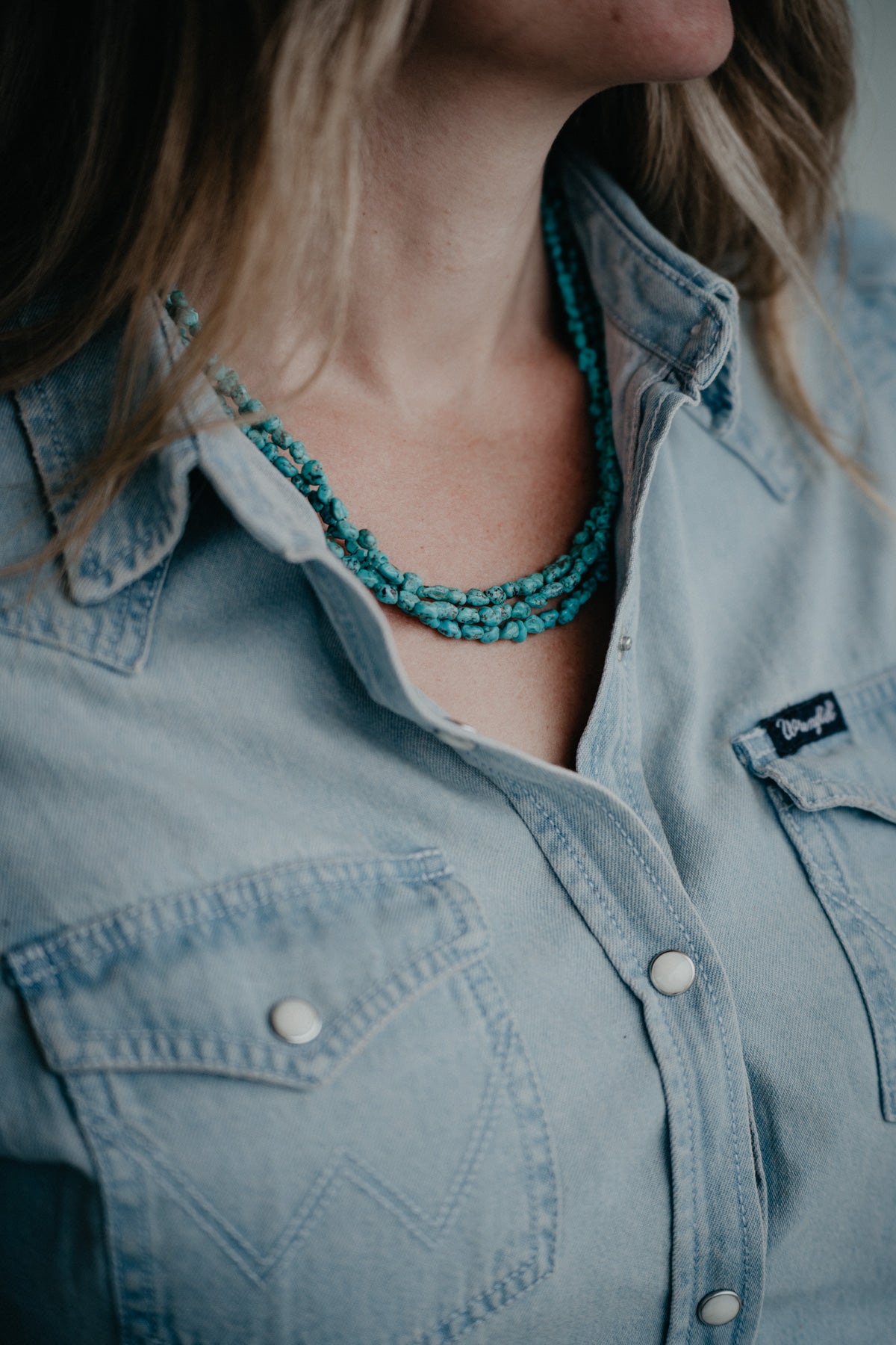 3 Strand Turquoise Nugget Necklace