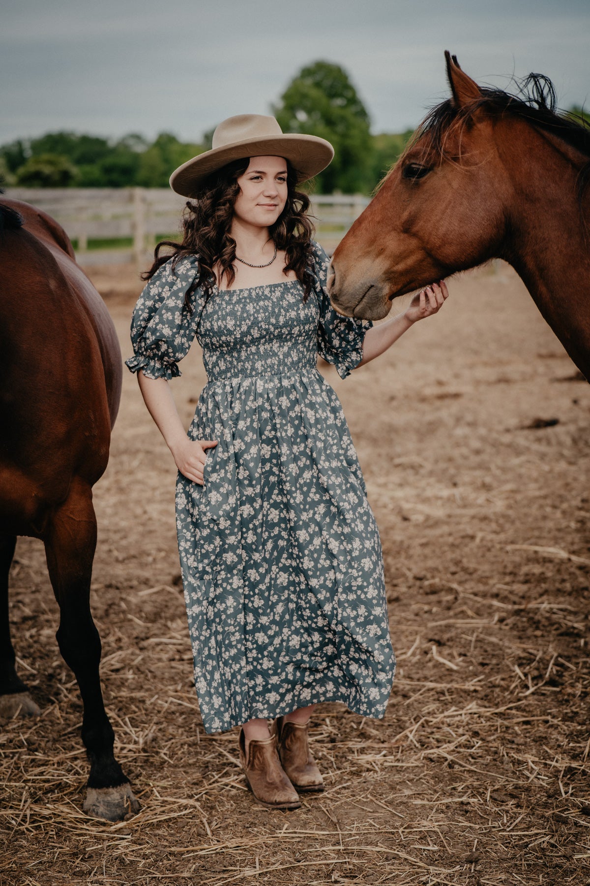 'Clayton' Floral Puff Sleeve Midi Dress (S-L)