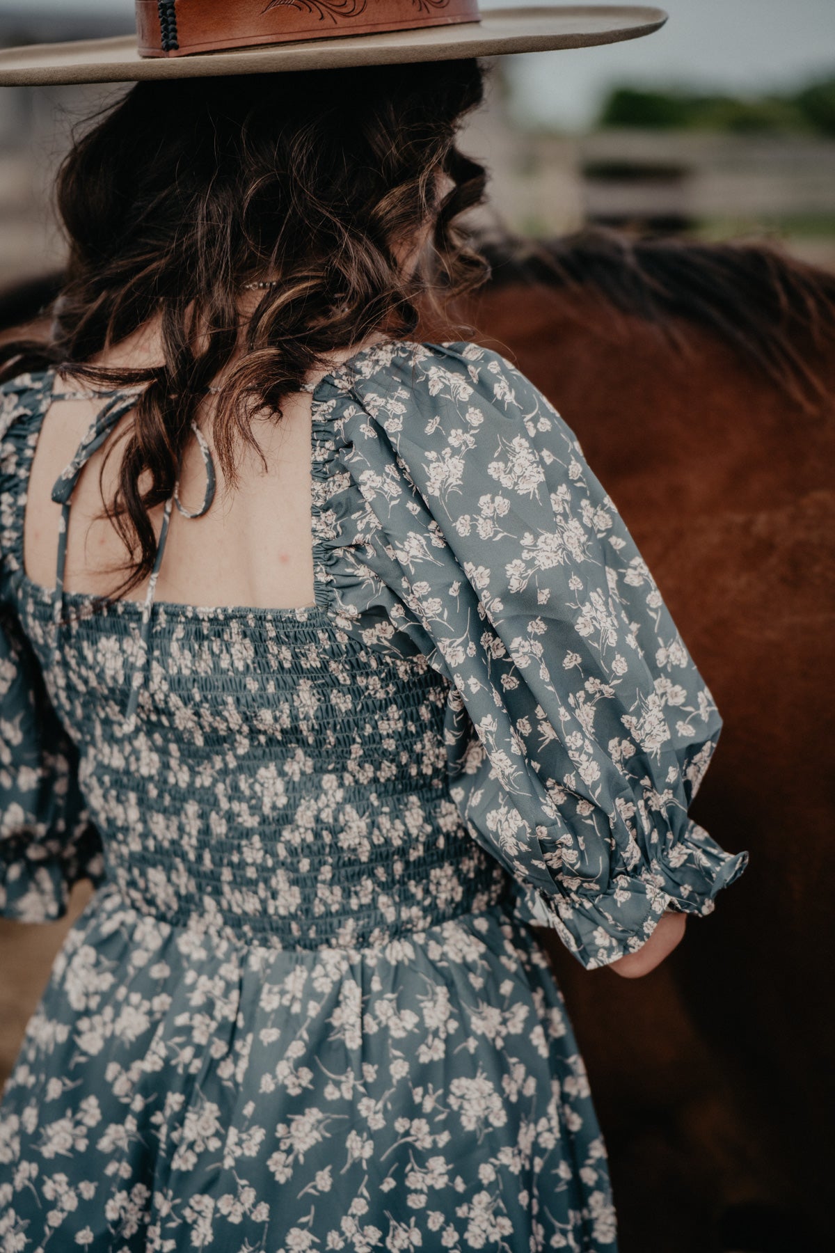 'Clayton' Floral Puff Sleeve Midi Dress (S-L)