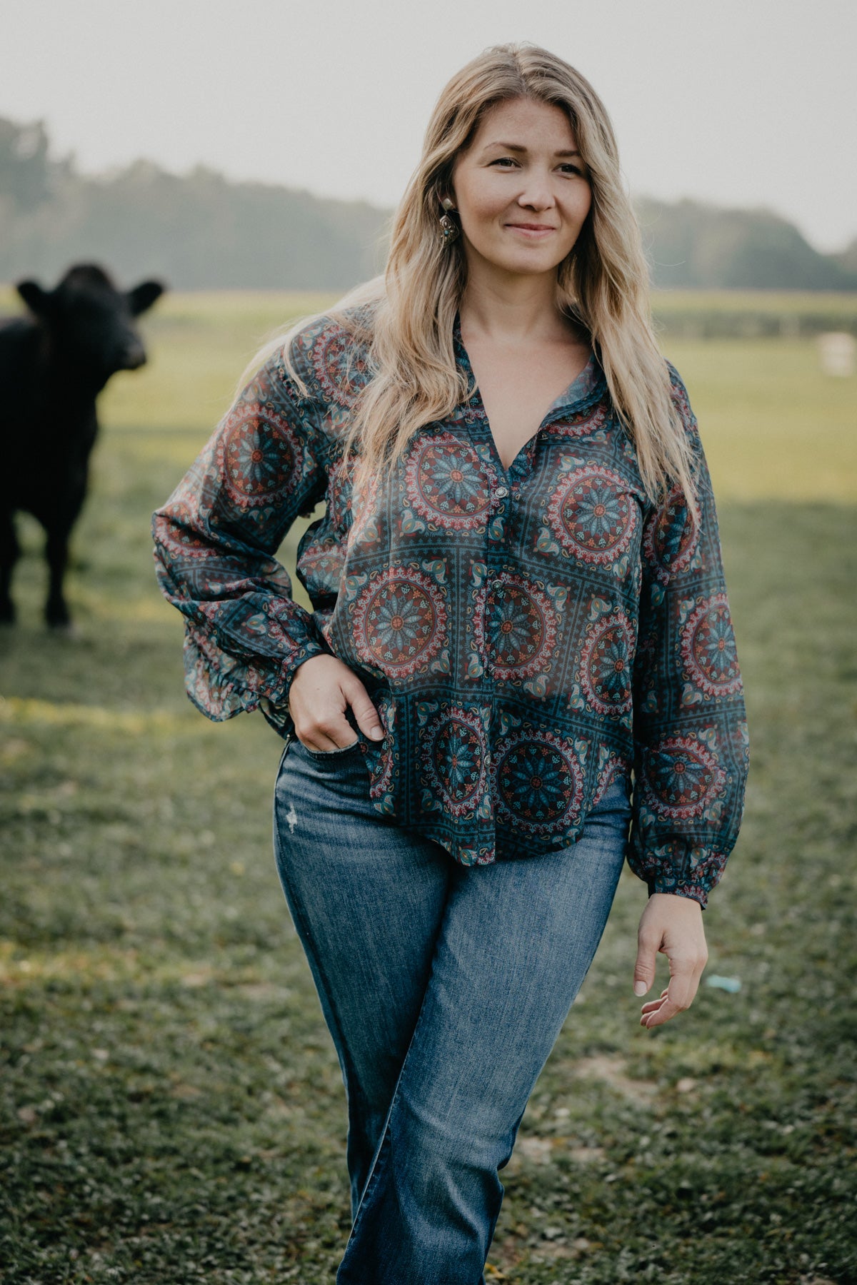 'Brady' Bandanna Print Ruffle Blouse by Tasha Polizzi (S - XL)