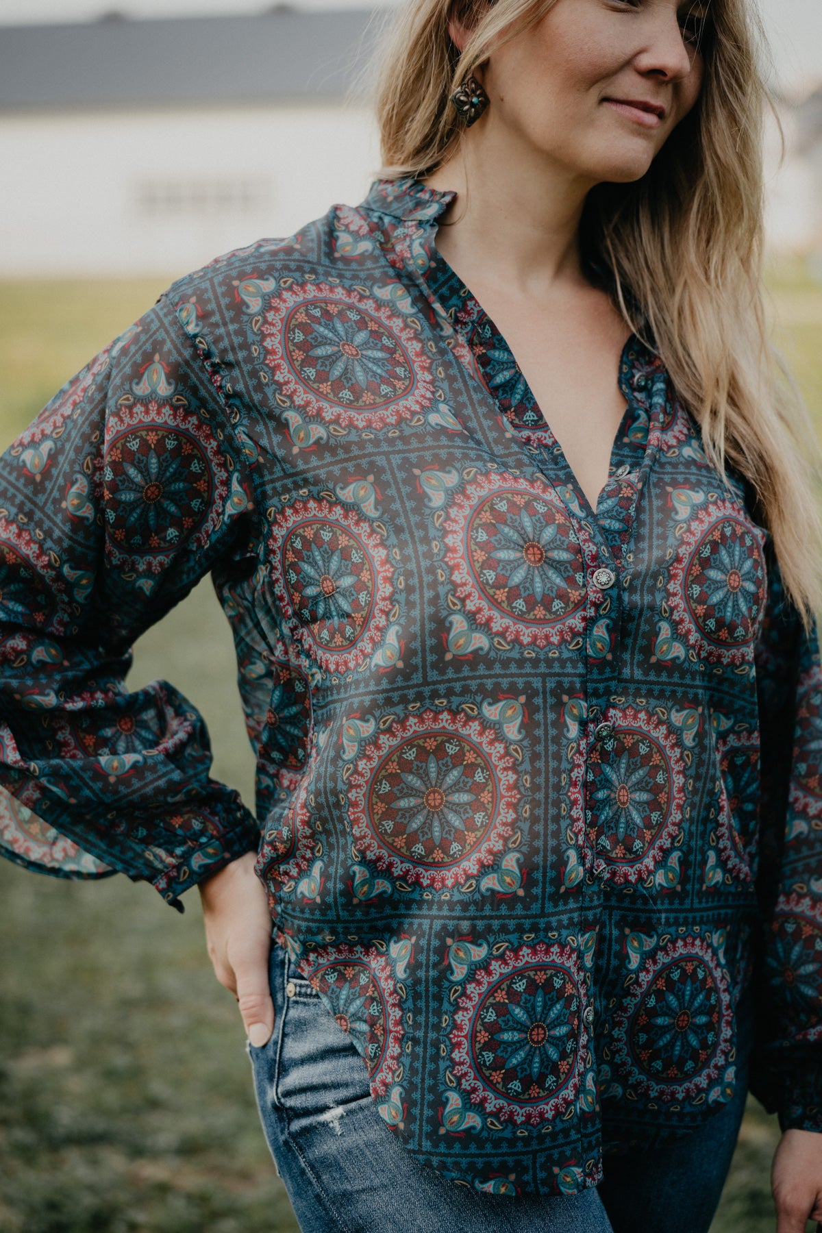 'Brady' Bandanna Print Ruffle Blouse by Tasha Polizzi (S - XL)
