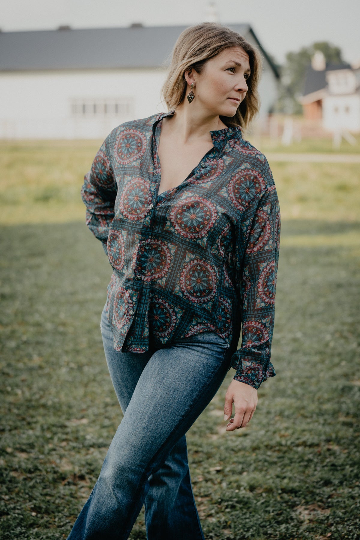 'Brady' Bandanna Print Ruffle Blouse by Tasha Polizzi (S - XL)