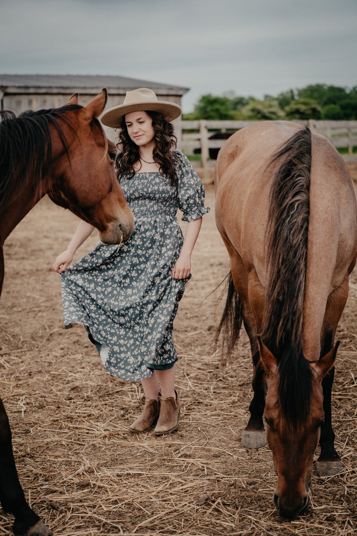 'Clayton' Floral Puff Sleeve Midi Dress (S-L)