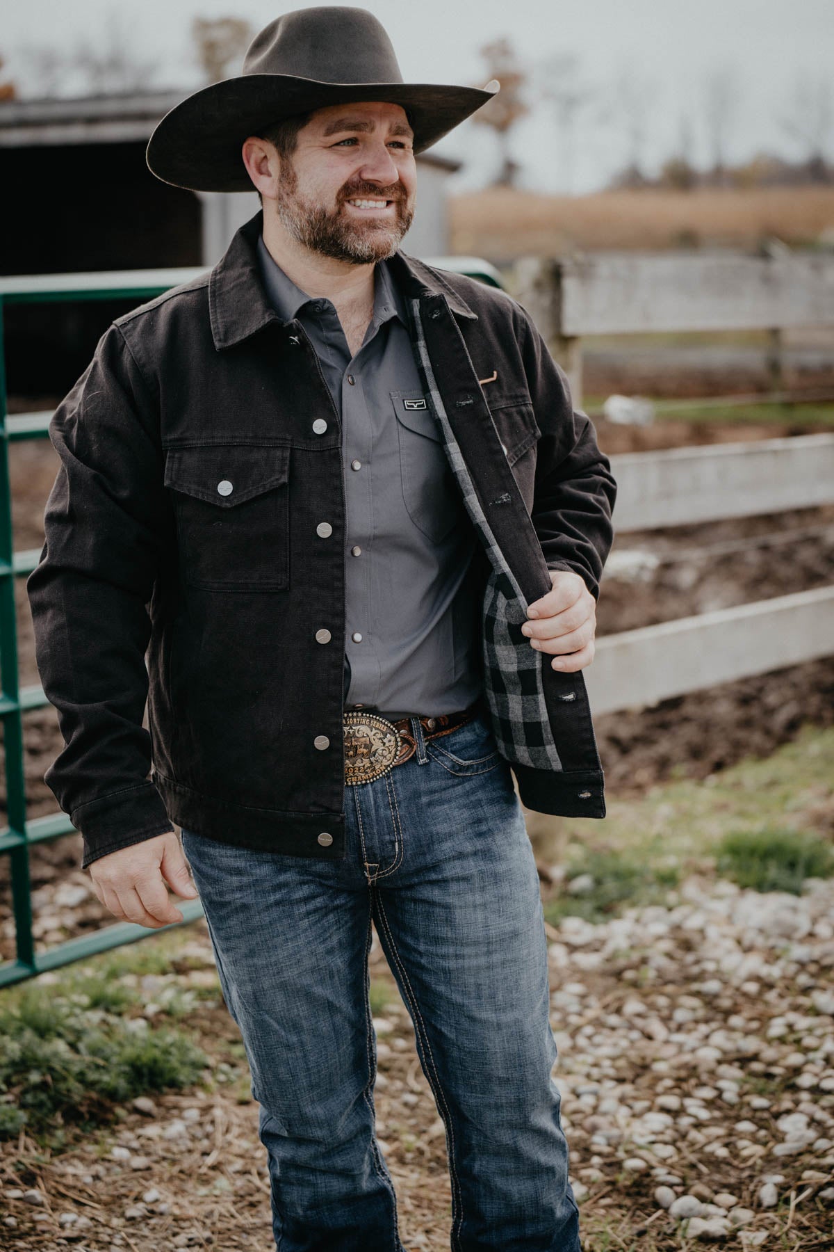 'Black Out' Men's Charcoal Long Sleeve Dress Shirt by Kimes Ranch