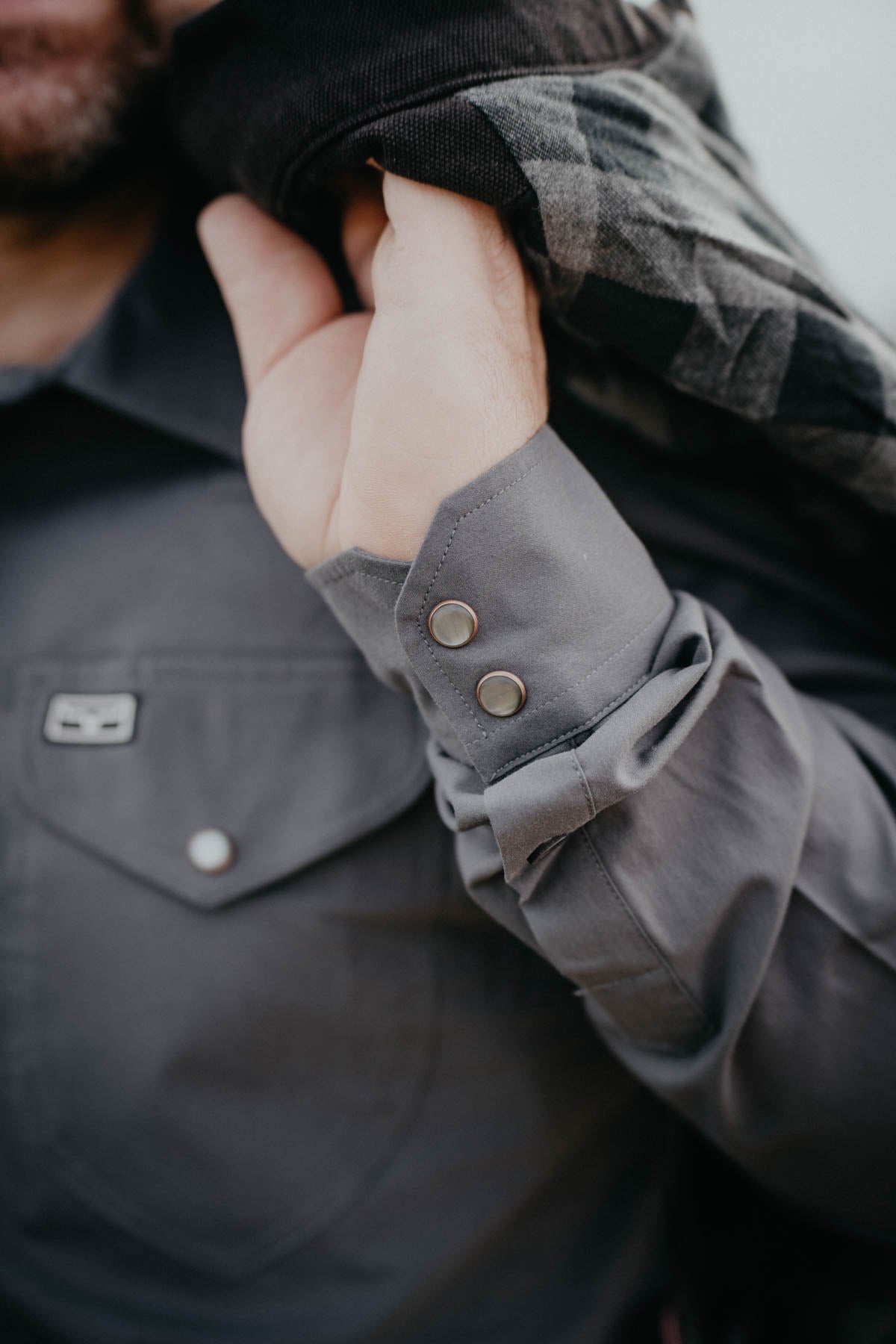 'Black Out' Men's Charcoal Long Sleeve Dress Shirt by Kimes Ranch