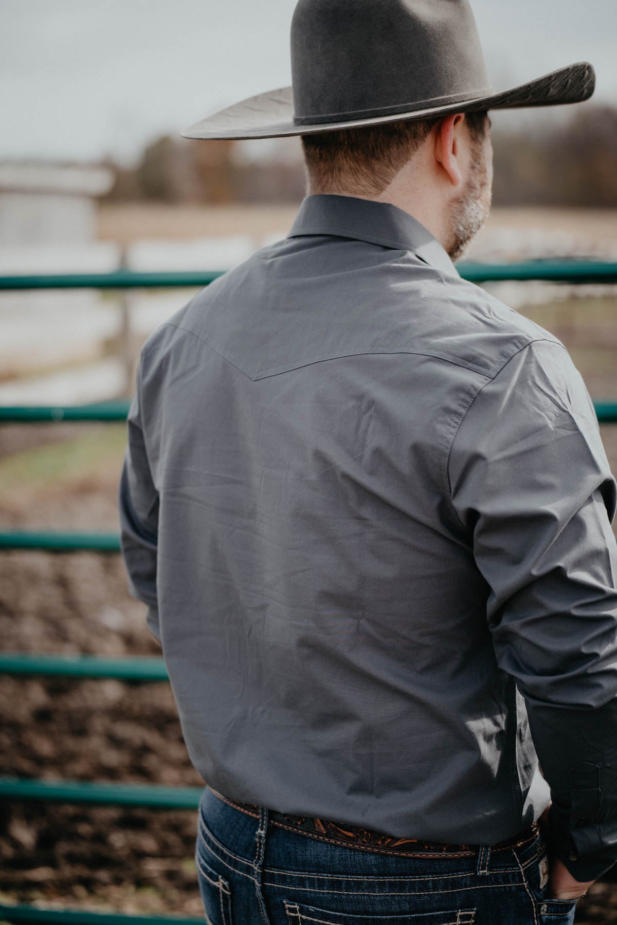 'Black Out' Men's Charcoal Long Sleeve Dress Shirt by Kimes Ranch