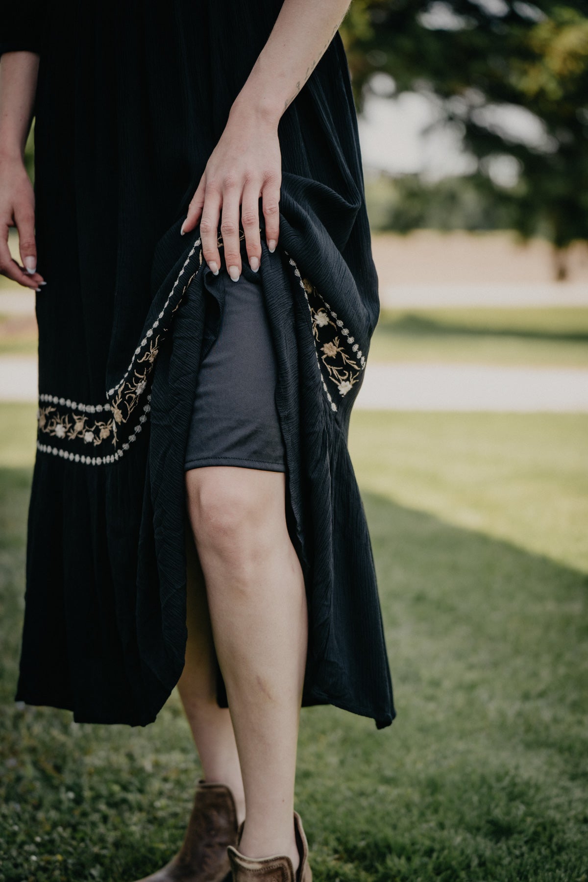 'Spencer' Black Floral Embroidered Maxi Dress (S-XL)