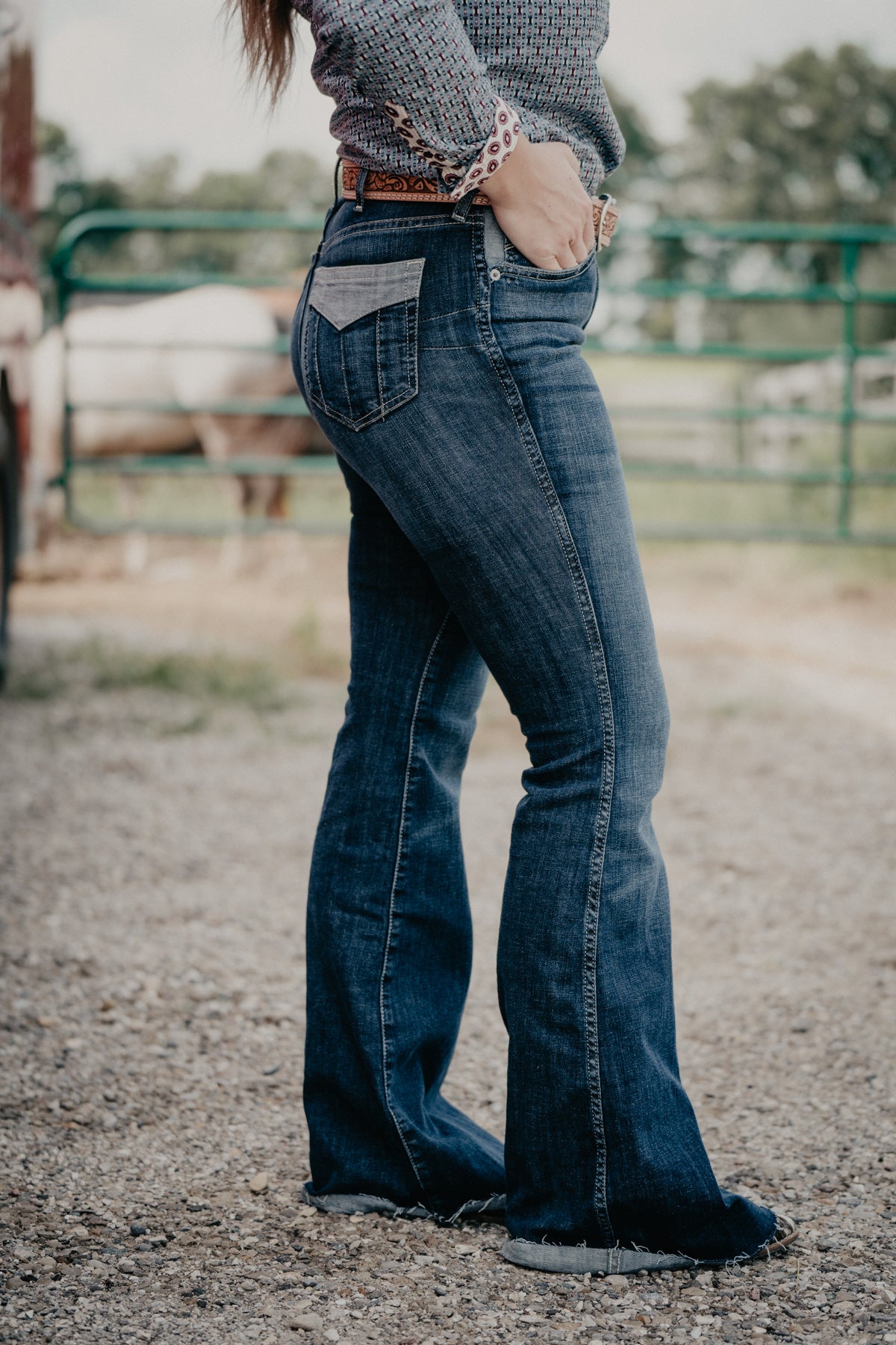 'Robbie' High Rise Mega Flare Jean with Raw Hem by Ariat (1 30S Only)