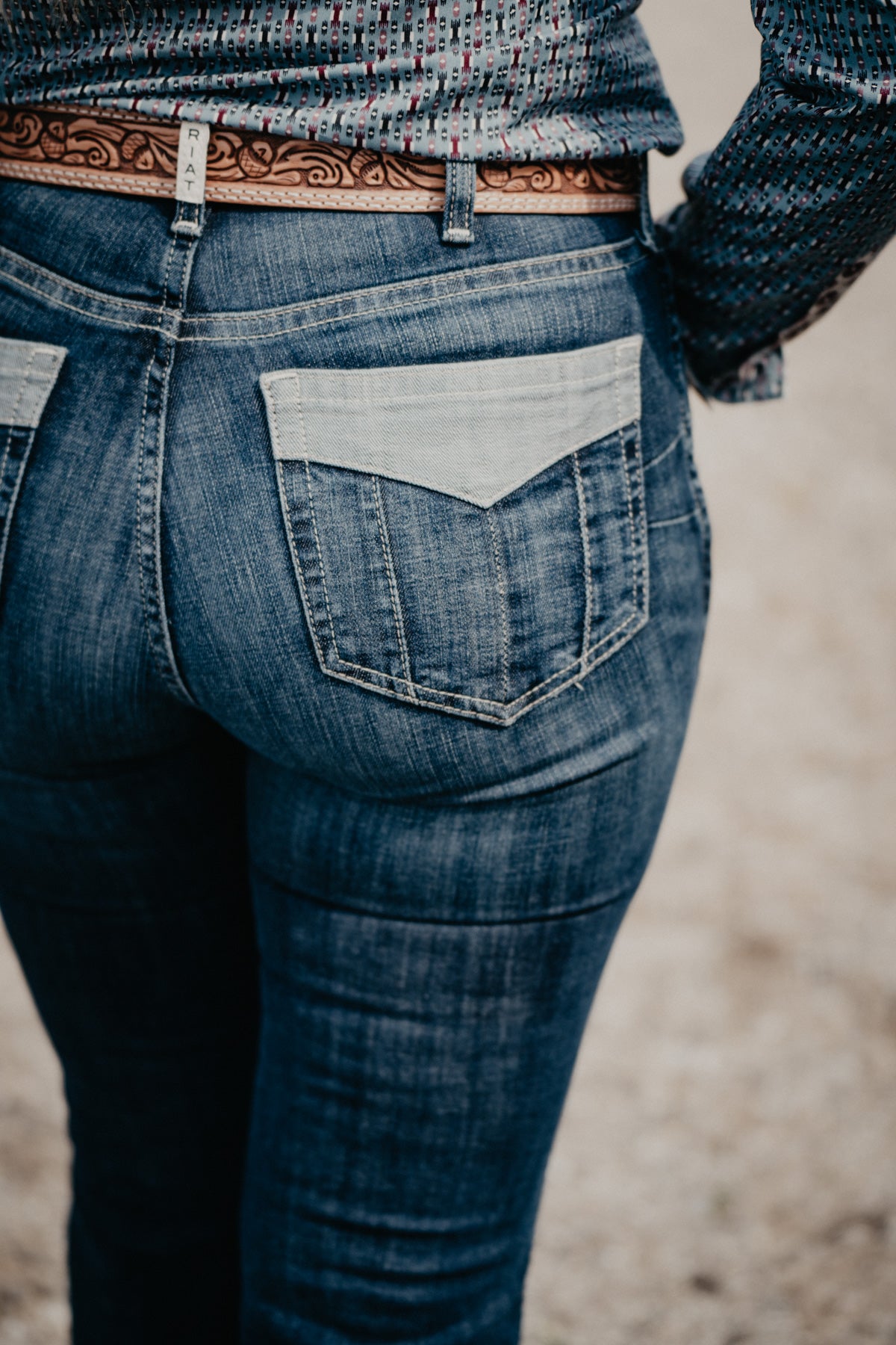 'Robbie' High Rise Mega Flare Jean with Raw Hem by Ariat
