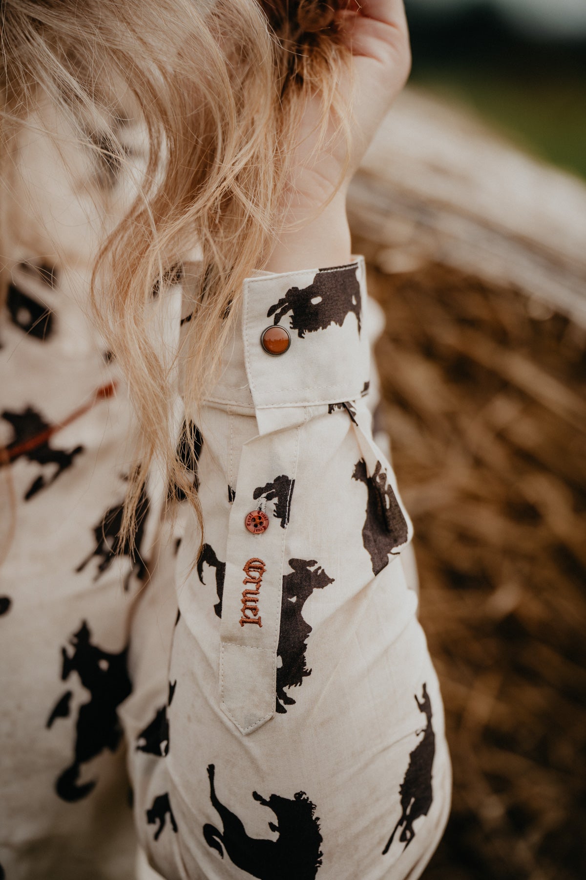 Women's Bronc Print Cream Pearl Snap (XS - XXL)