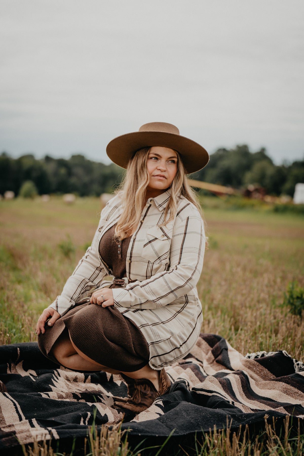 'Amal' Cream Plaid Shacket/Dress by Tasha Polizzi (S - XL)