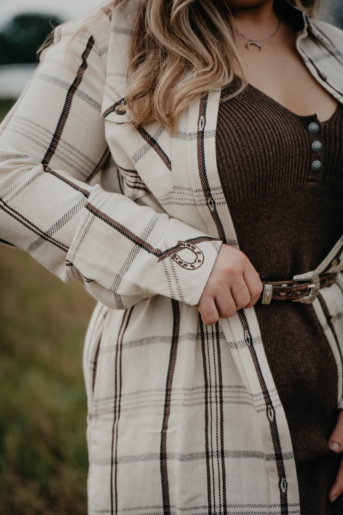 'Amal' Cream Plaid Shacket/Dress by Tasha Polizzi (S - XL)