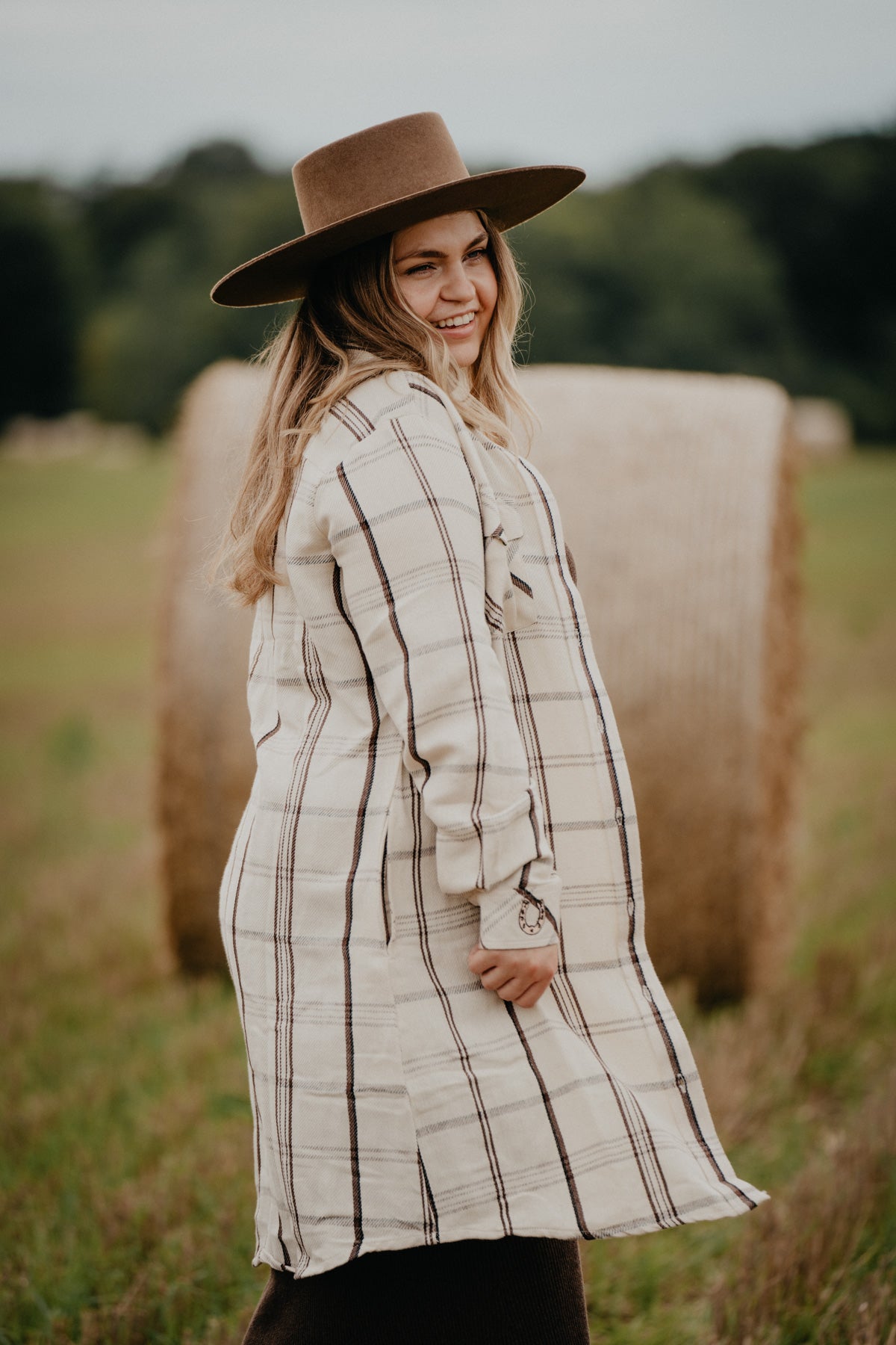 'Amal' Cream Plaid Shacket/Dress by Tasha Polizzi (S - XL)