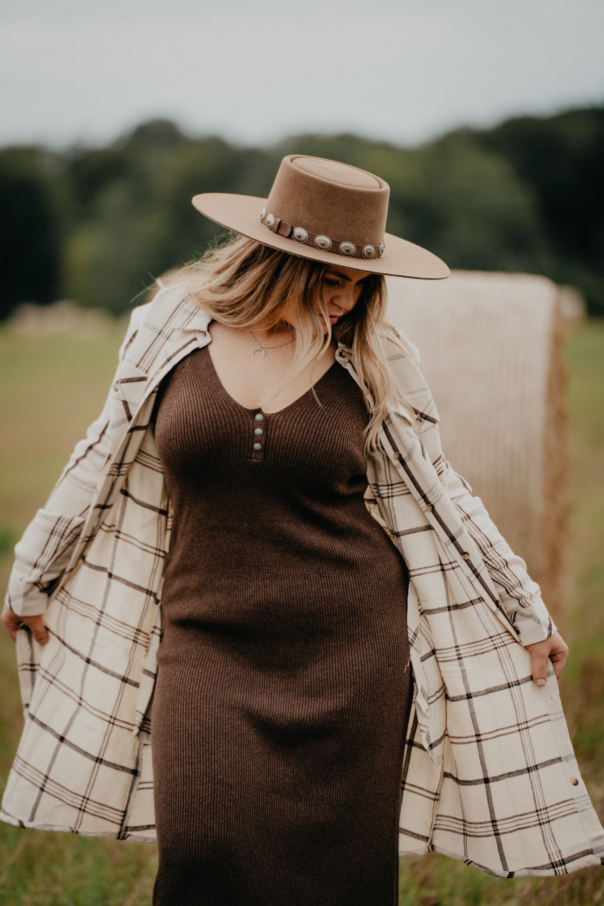 'Amal' Cream Plaid Shacket/Dress by Tasha Polizzi (S - XL)