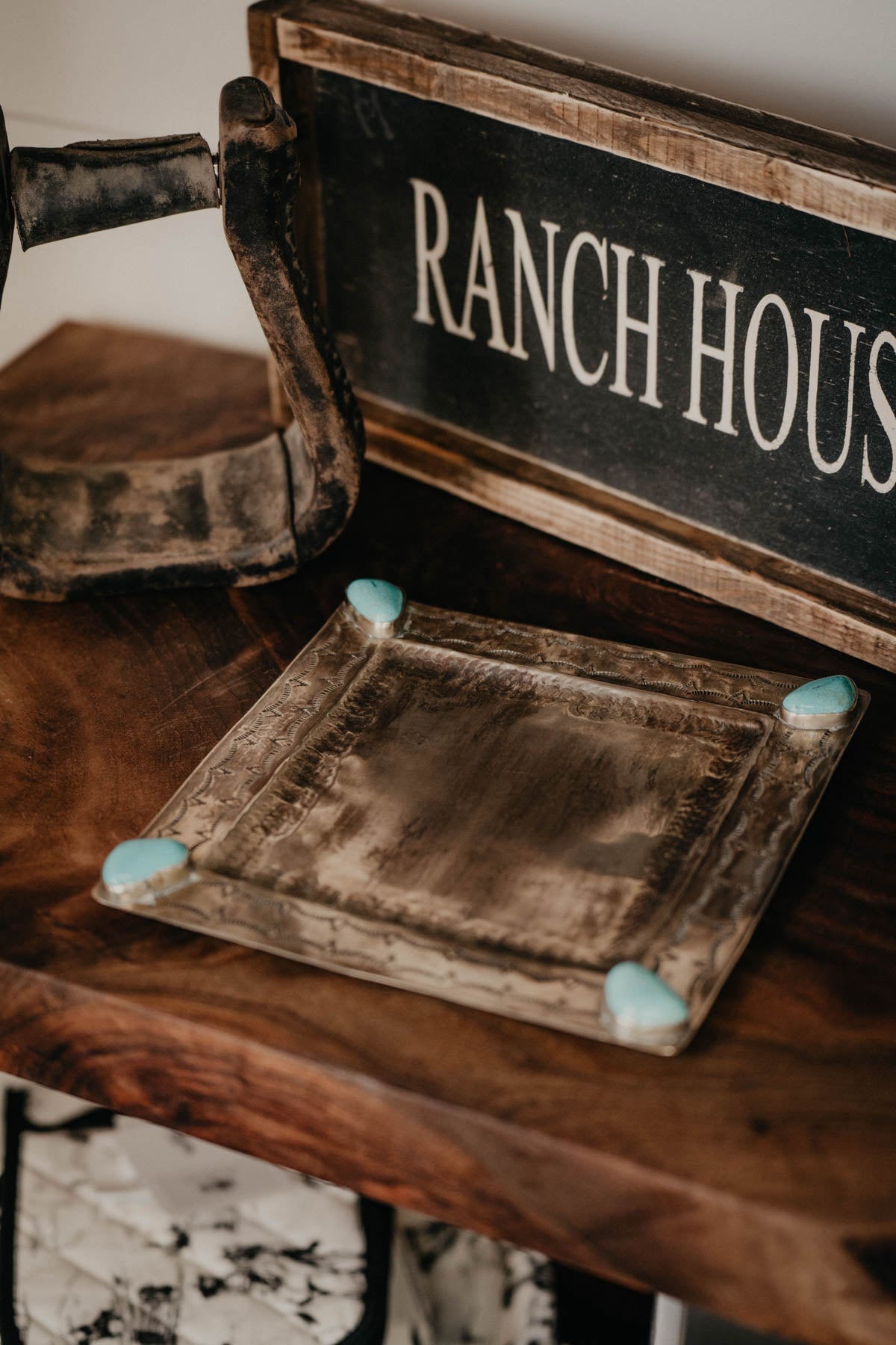 Silver Tray with Turquoise Accents