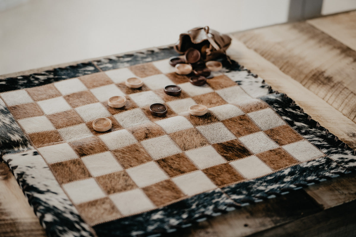 Cowhide & Leather Checker board