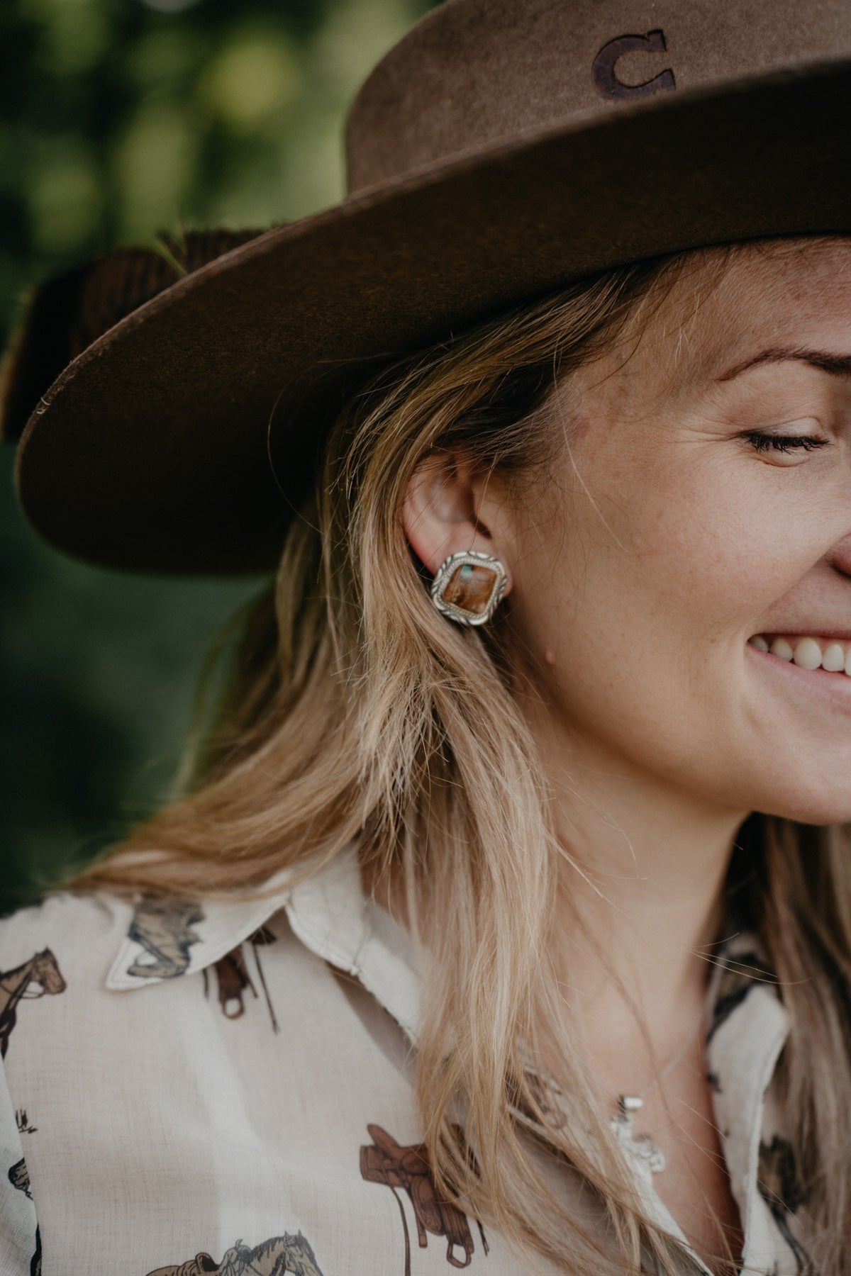 'Ridge' Heavily Matrixed Turquoise Statement Earrings