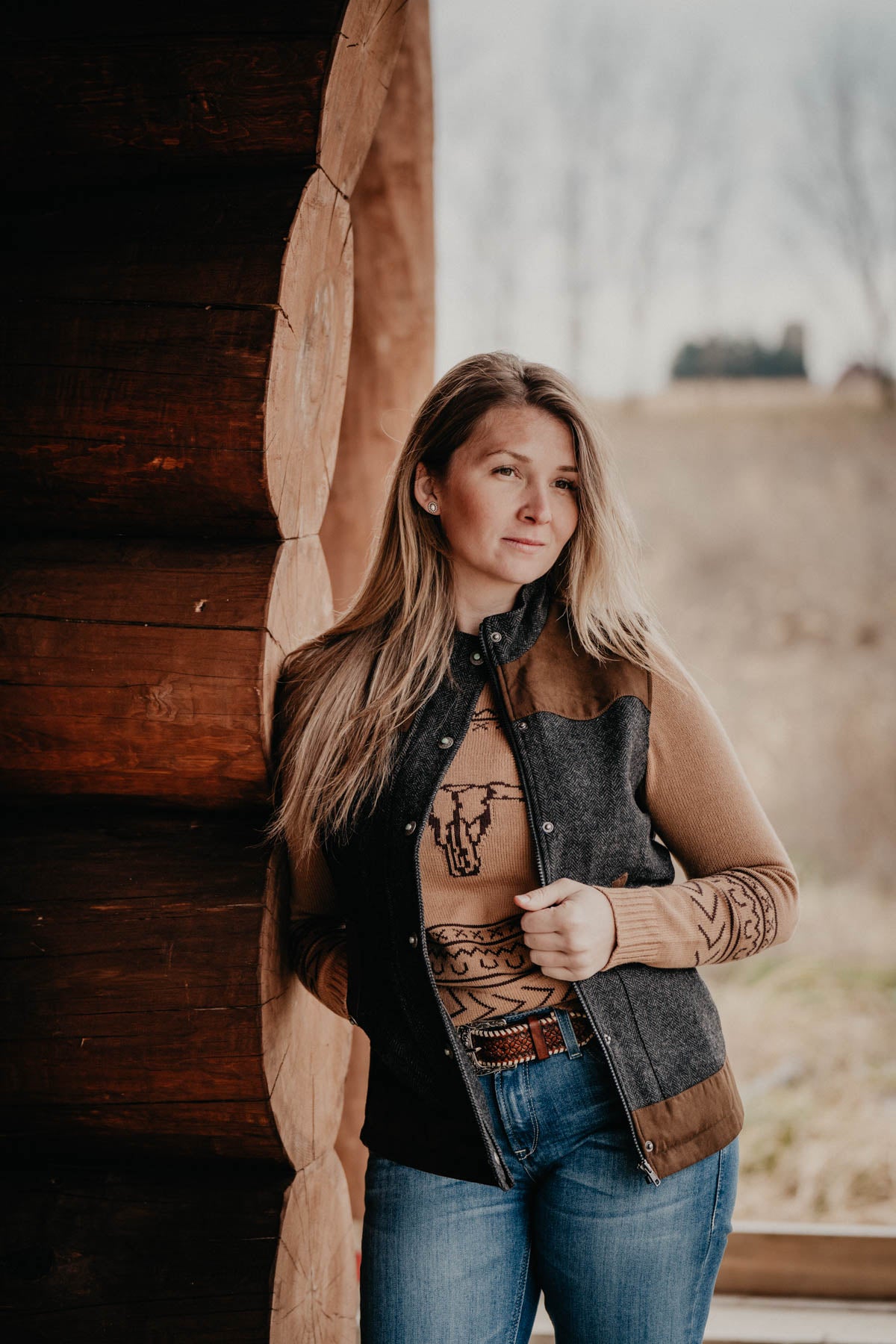 'Channel' Charcoal Herringbone Wool Vest by Madison Creek (XS - XXL)
