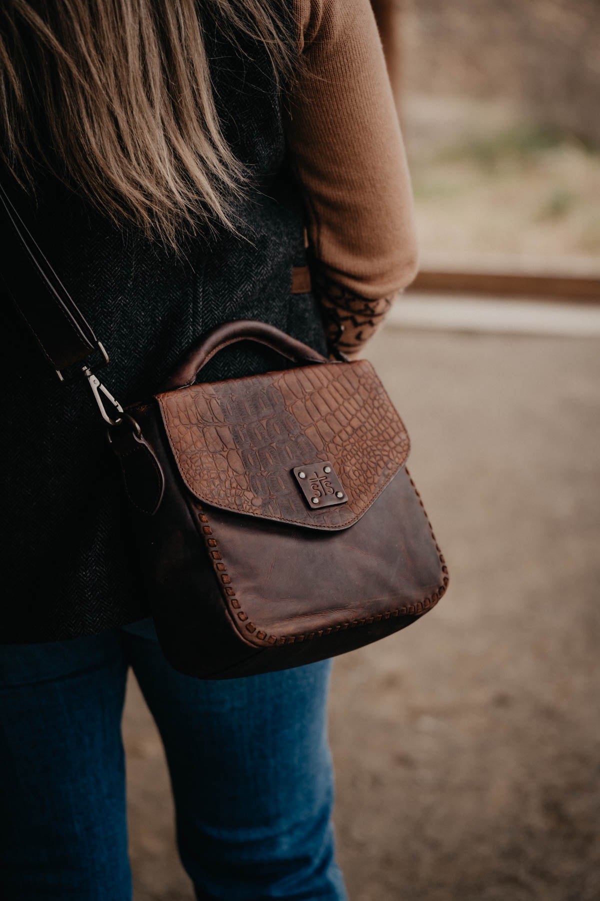 'Dakota' Catalina Leather Croc Crossbody by STS Ranchwear