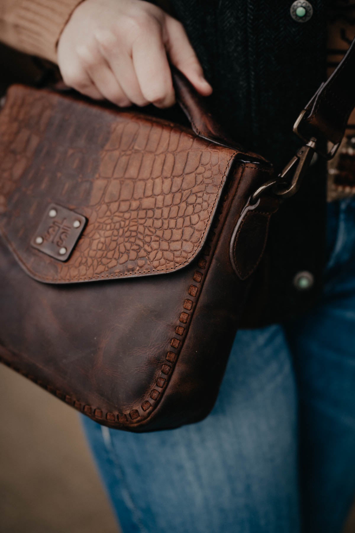 'Dakota' Catalina Leather Croc Crossbody by STS Ranchwear
