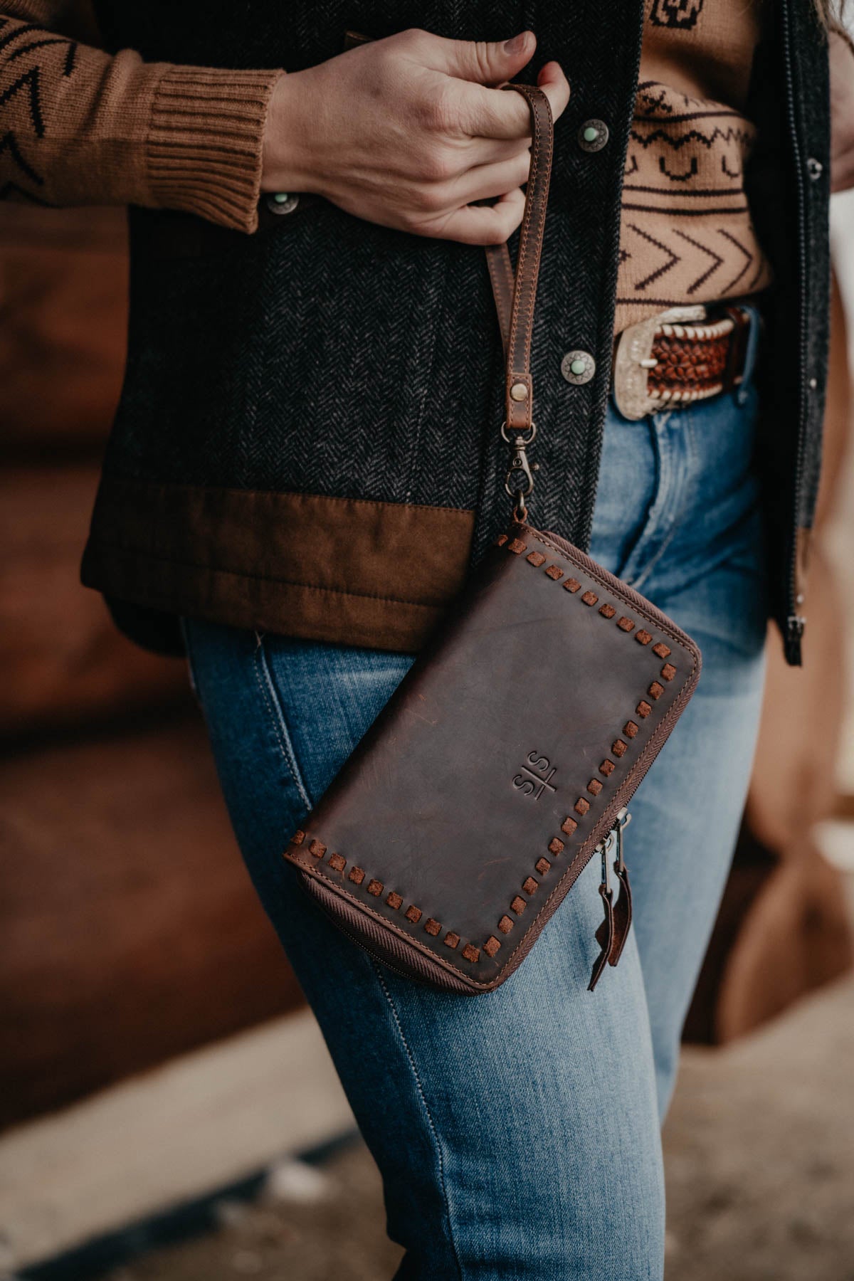 'Kacy' Catalina Leather Croc Organizer Wallet by STS Ranchwear