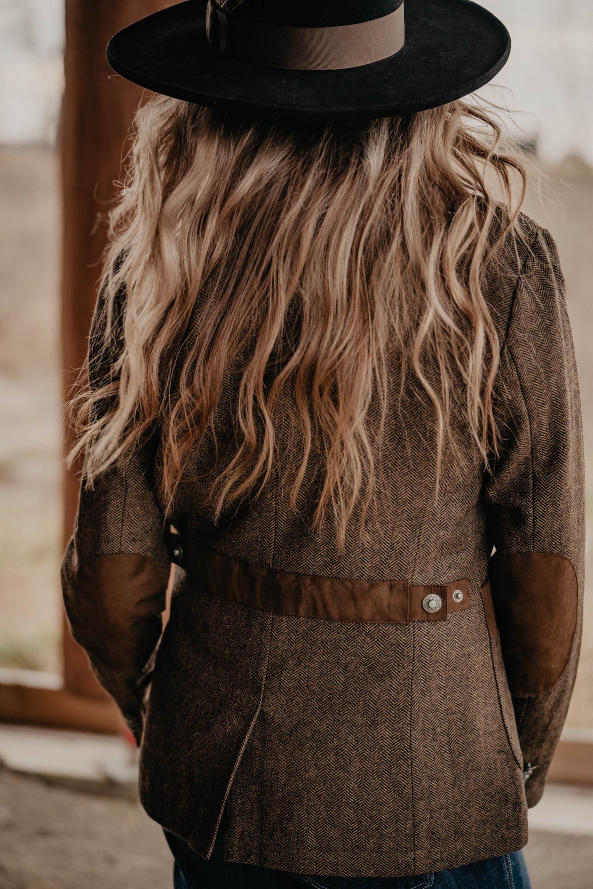 'Katmai' Brown Wool Blazer Herringbone by Madison Creek (XS - XL)
