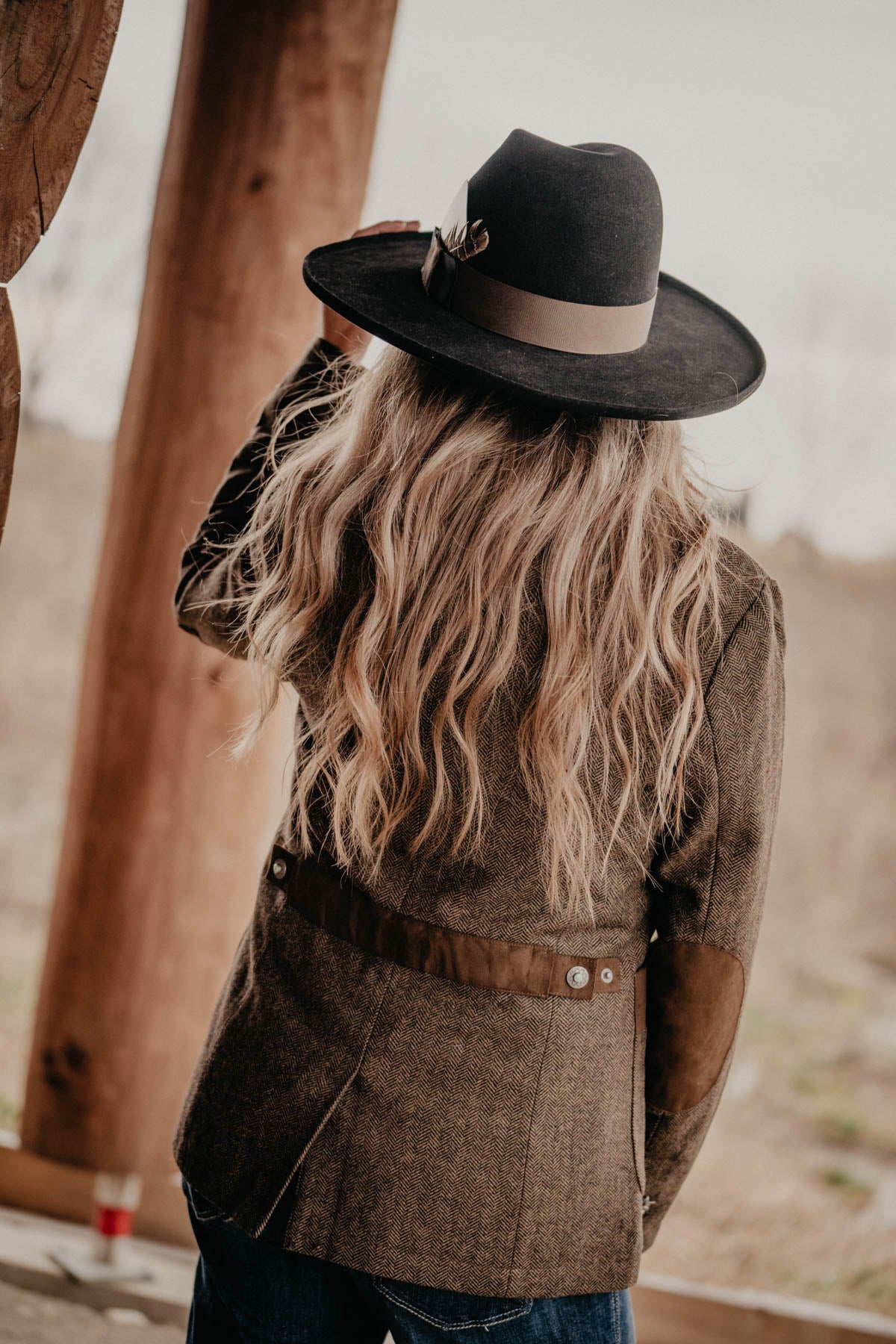 'Katmai' Brown Wool Blazer Herringbone by Madison Creek (XS - XL)