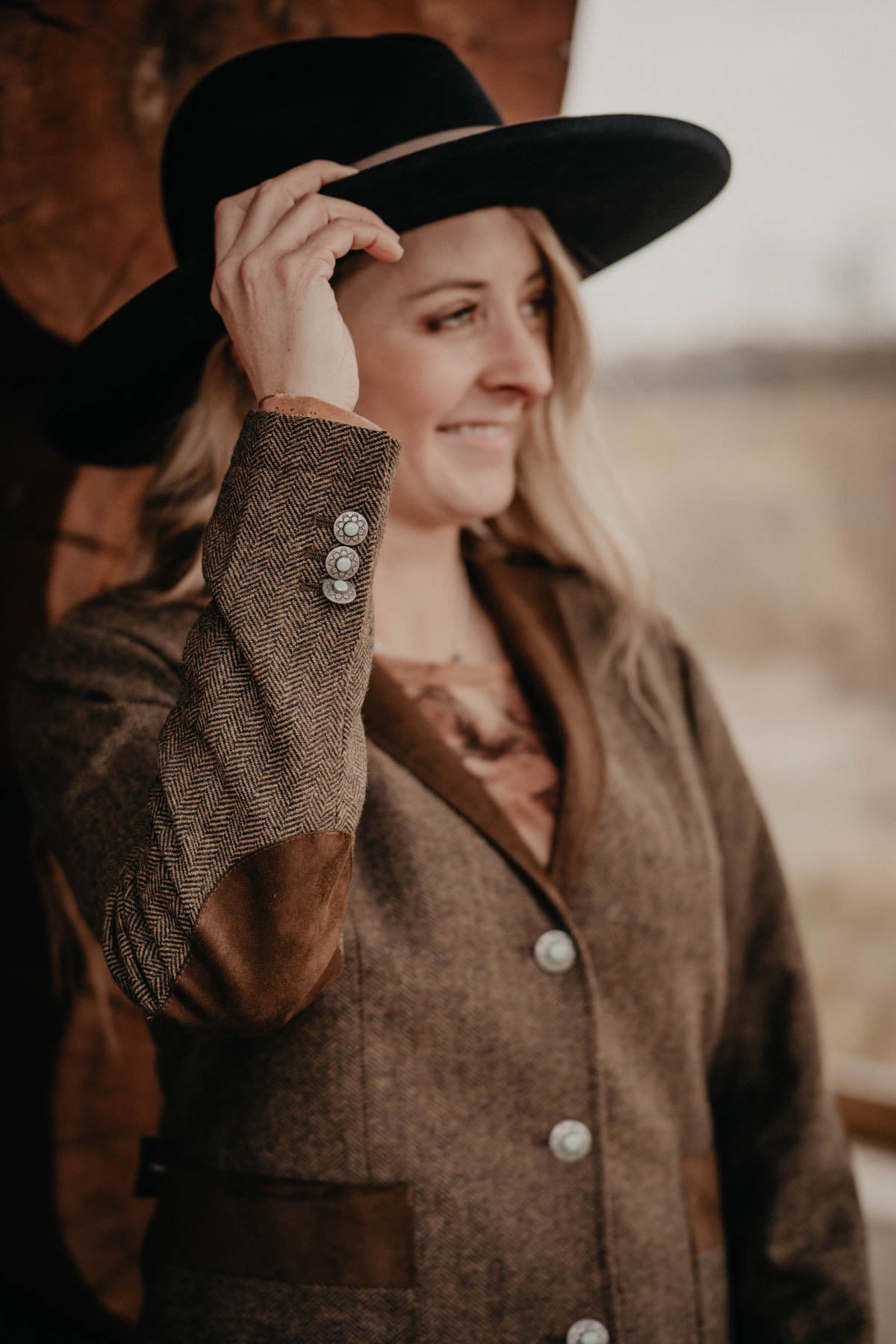 'Katmai' Brown Wool Blazer Herringbone by Madison Creek (XS - XL)