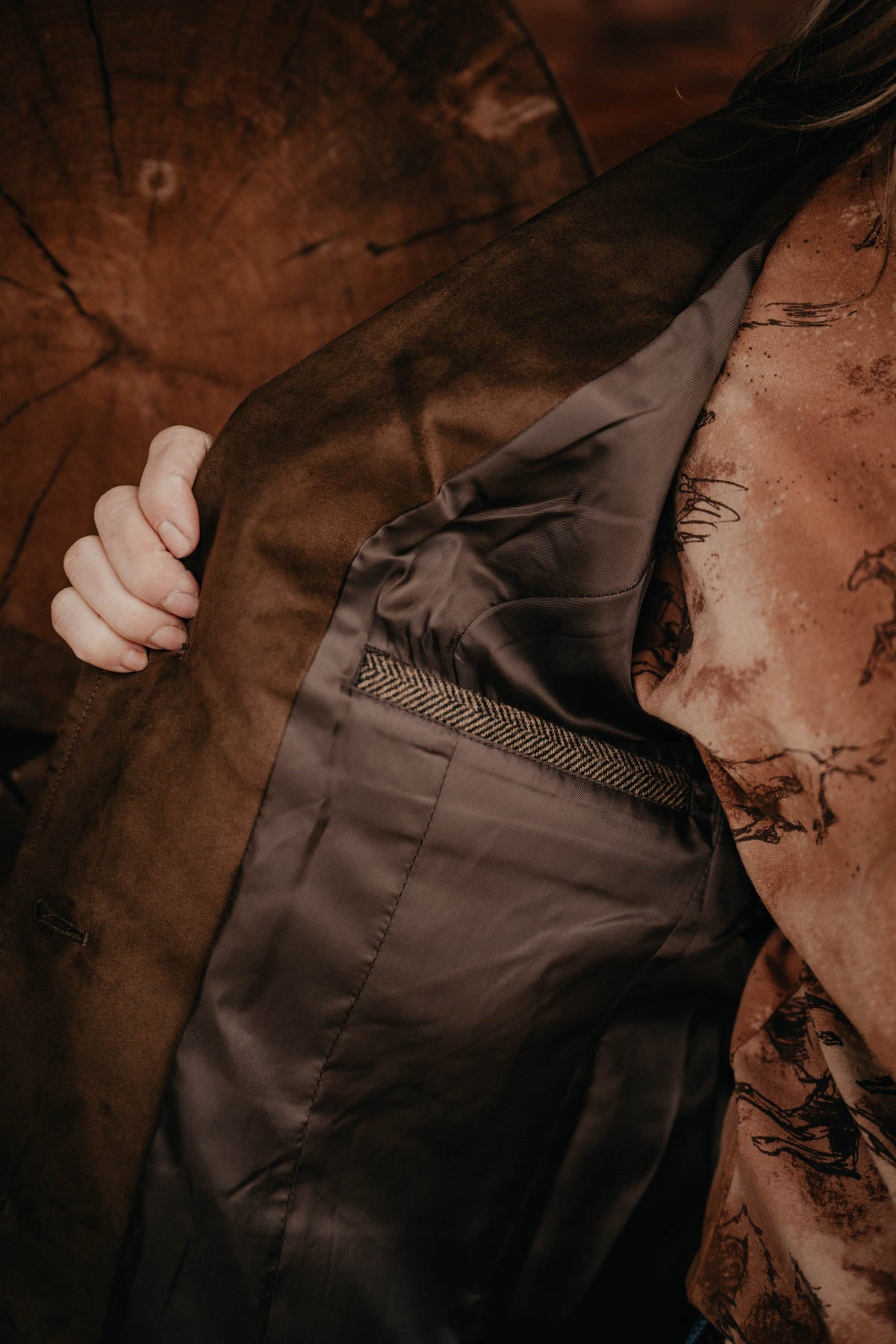 'Katmai' Brown Wool Blazer Herringbone by Madison Creek (XS - XL)