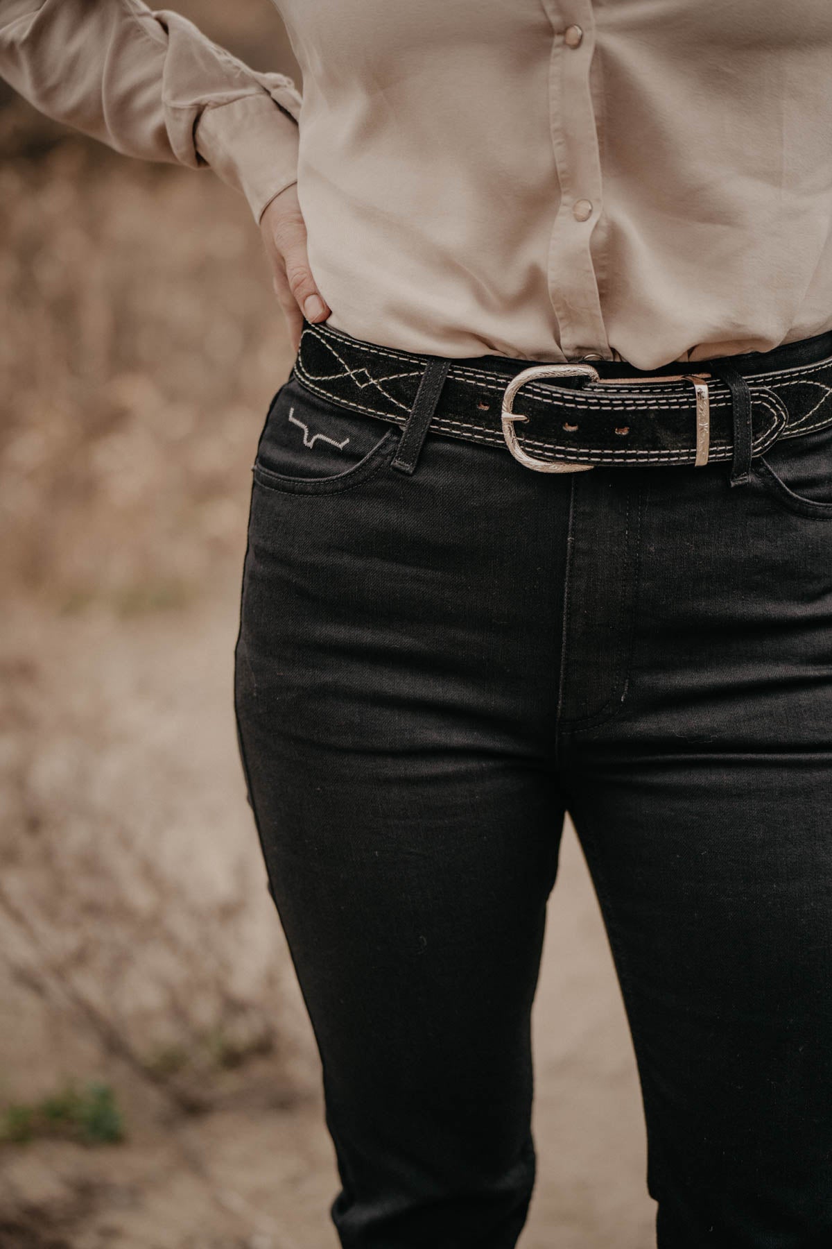 Black Suede Figure 8 Belt by Double J (1 1/2")